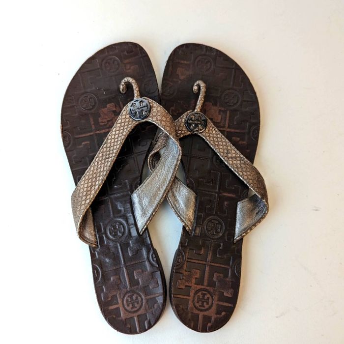 Tory burch flip flops cheap snakeskin