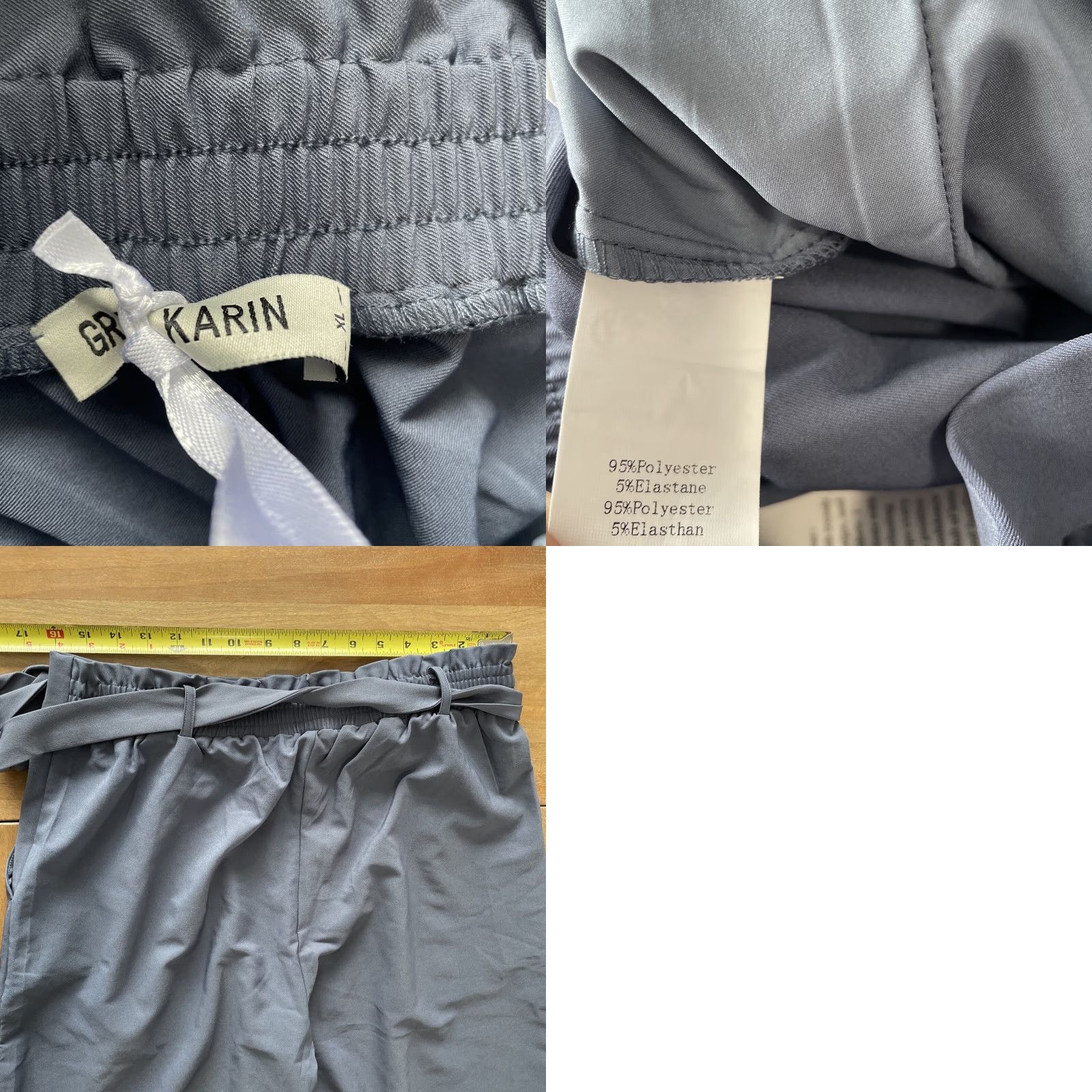 Vintage Grace Karin Palazzo Pants Wide-Leg Paperbag High Rise Women’s XL 32x28 Blue Polyester Blend Belted Pockets Gray? Size 40" / US 18 - 8 Thumbnail