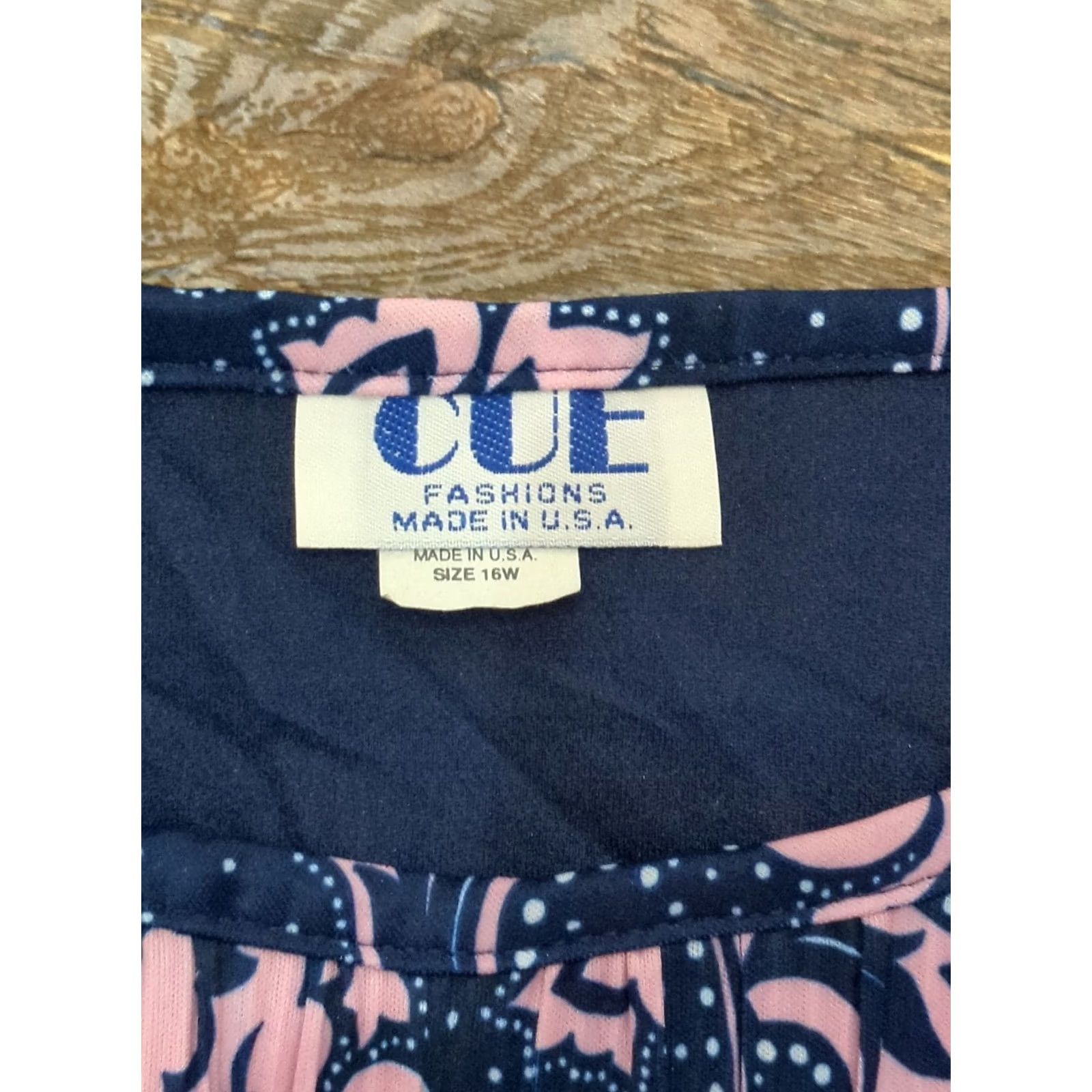 Vintage VINTAGE Cue Fashions Dress Shift Midi 16W Blue/Pink Floral Short Sleeve Drop Waist Womens Size XXL / US 16-18 / IT 52-54 - 4 Thumbnail