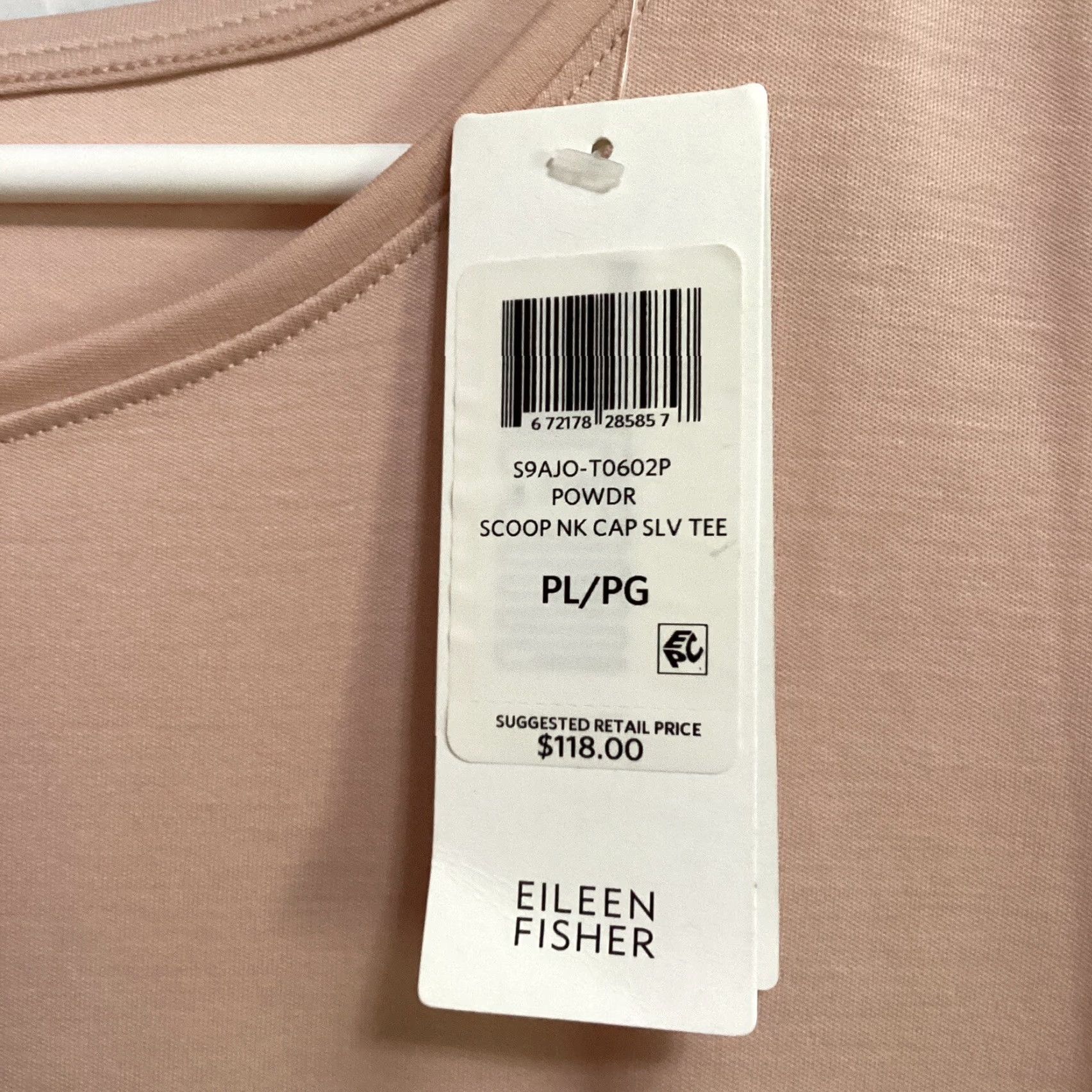 Eileen Fisher Eileen Fisher Top Women PL Powder Pink Tencel Interlock Scoop Neck Cap Sleeve T Size L / US 10 / IT 46 - 3 Thumbnail