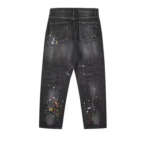 Japanese Brand 20AW Indigo Union Japan Washed Black Denim Splash Ink Pants Size US 32 / EU 48 - 2 Thumbnail
