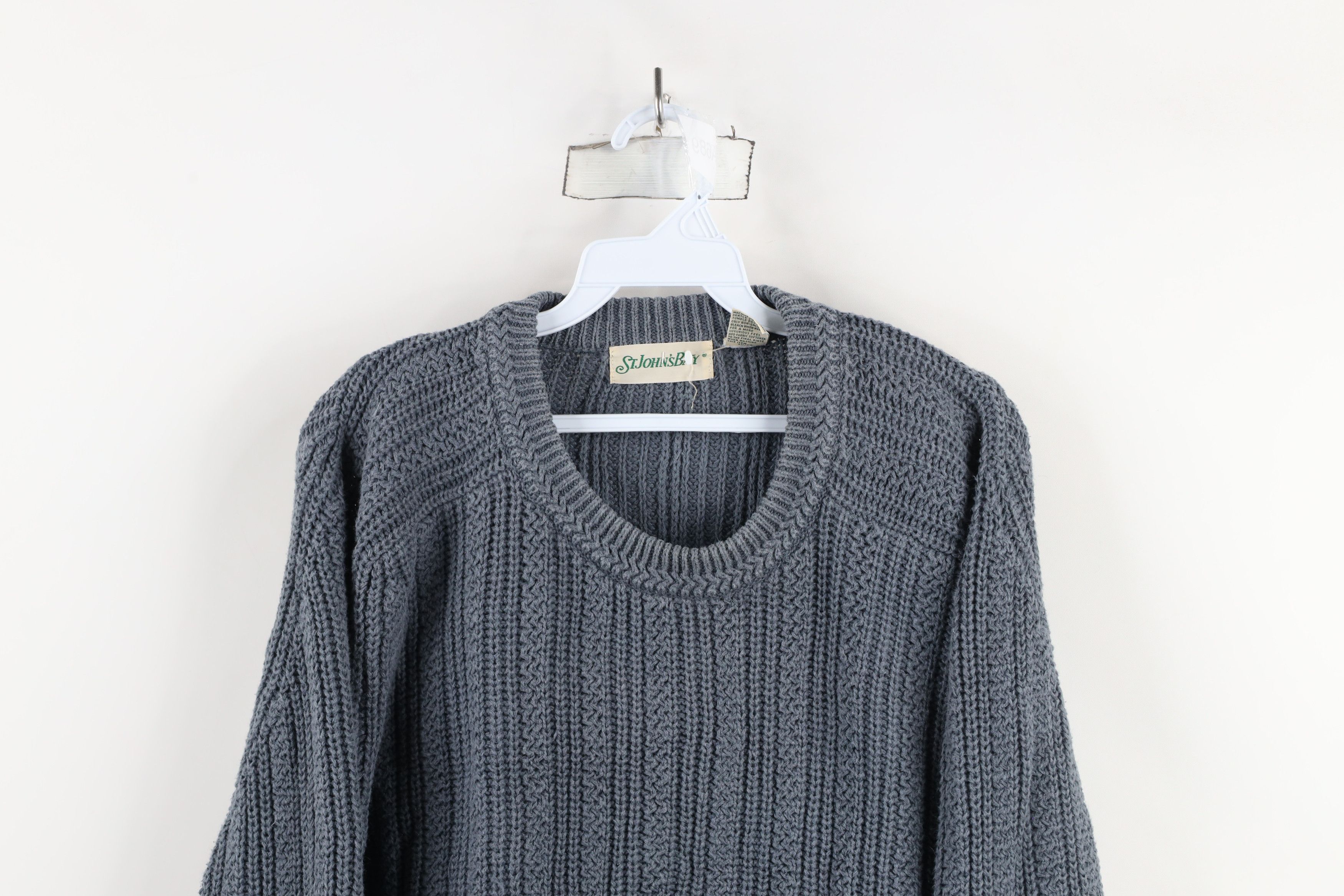 Vintage Vintage 90s Streetwear Chunky Ribbed Knit Sweater Steel Blue Size US L / EU 52-54 / 3 - 2 Thumbnail