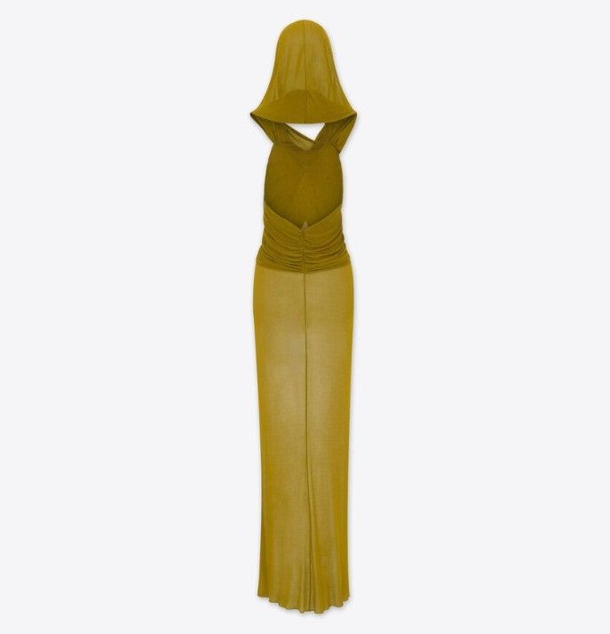 Saint Laurent Paris o1s1wg111024 Hooded Maxi Dress in Dark Mustard Size S / US 4 / IT 40 - 5 Thumbnail