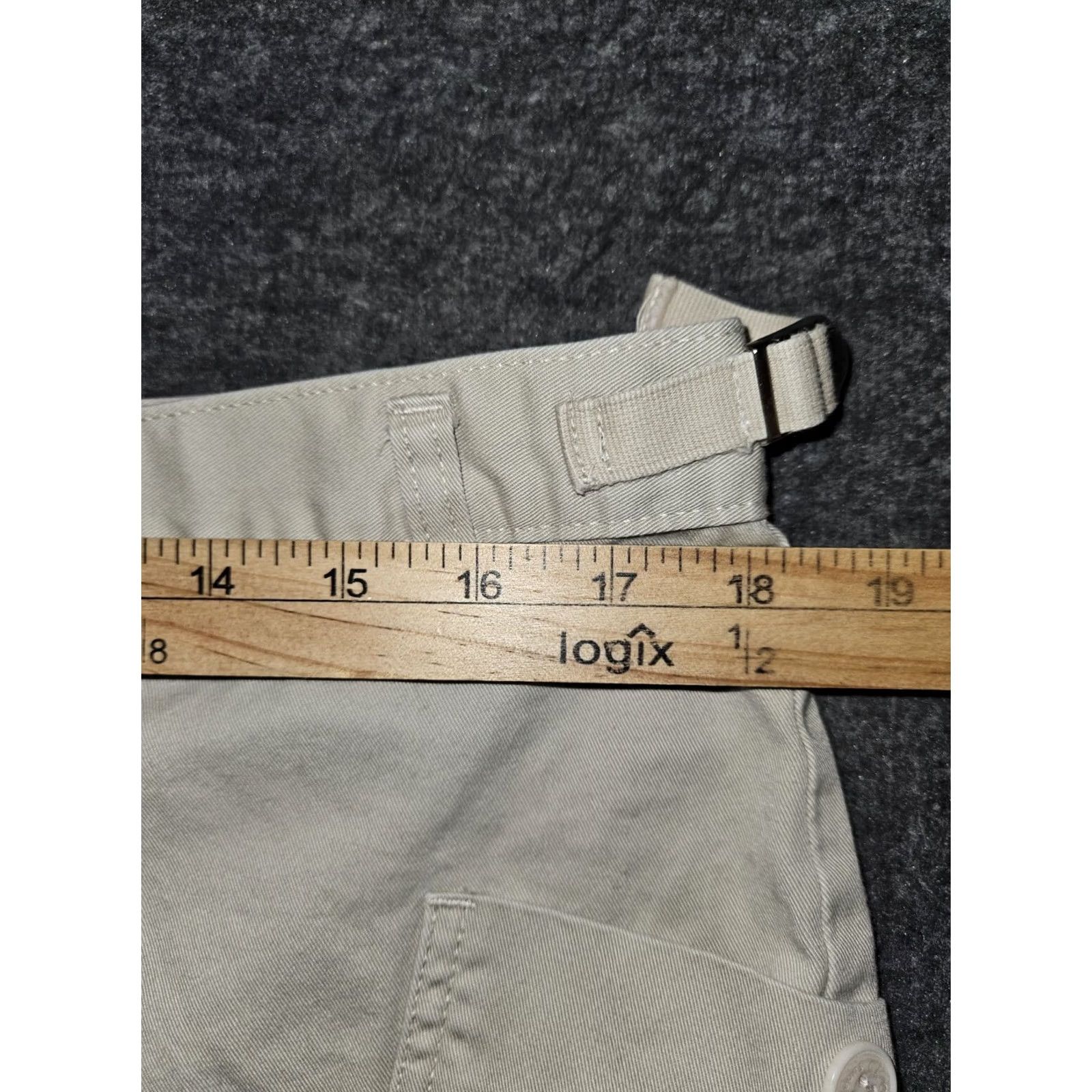 Calvin Klein Calvin Klein Khaki Shorts Women's 12 Mid Rise Adjustable Waist Pockets Beige 100% Cotton Flat Front Button Logo Chino City Designer Outdoor Womens Size 34" / US 12 / IT 48 - 3 Thumbnail