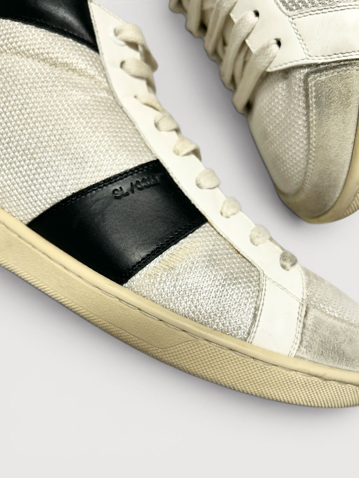 Saint Laurent Paris FW2013 SL/03M Leather-Trimmed Mid-Top Sneakers Size US 7 / EU 40 - 6 Thumbnail