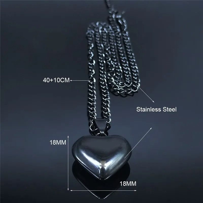 Jewelry Gothic Heart Star Stainless Steel Necklace Size ONE SIZE - 5 Thumbnail