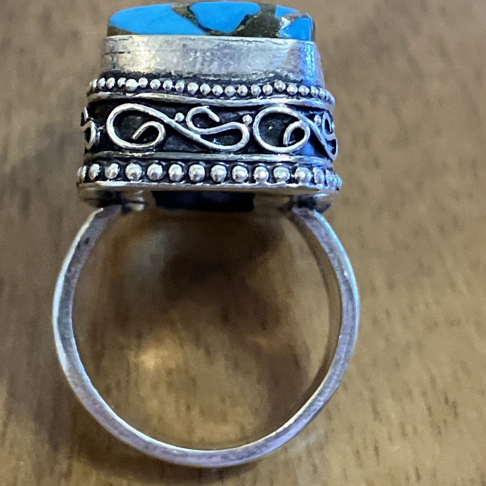 Handmade Blue Copper Turquoise Ring 925 Sterling Silver Southwestern Size ONE SIZE - 9 Thumbnail