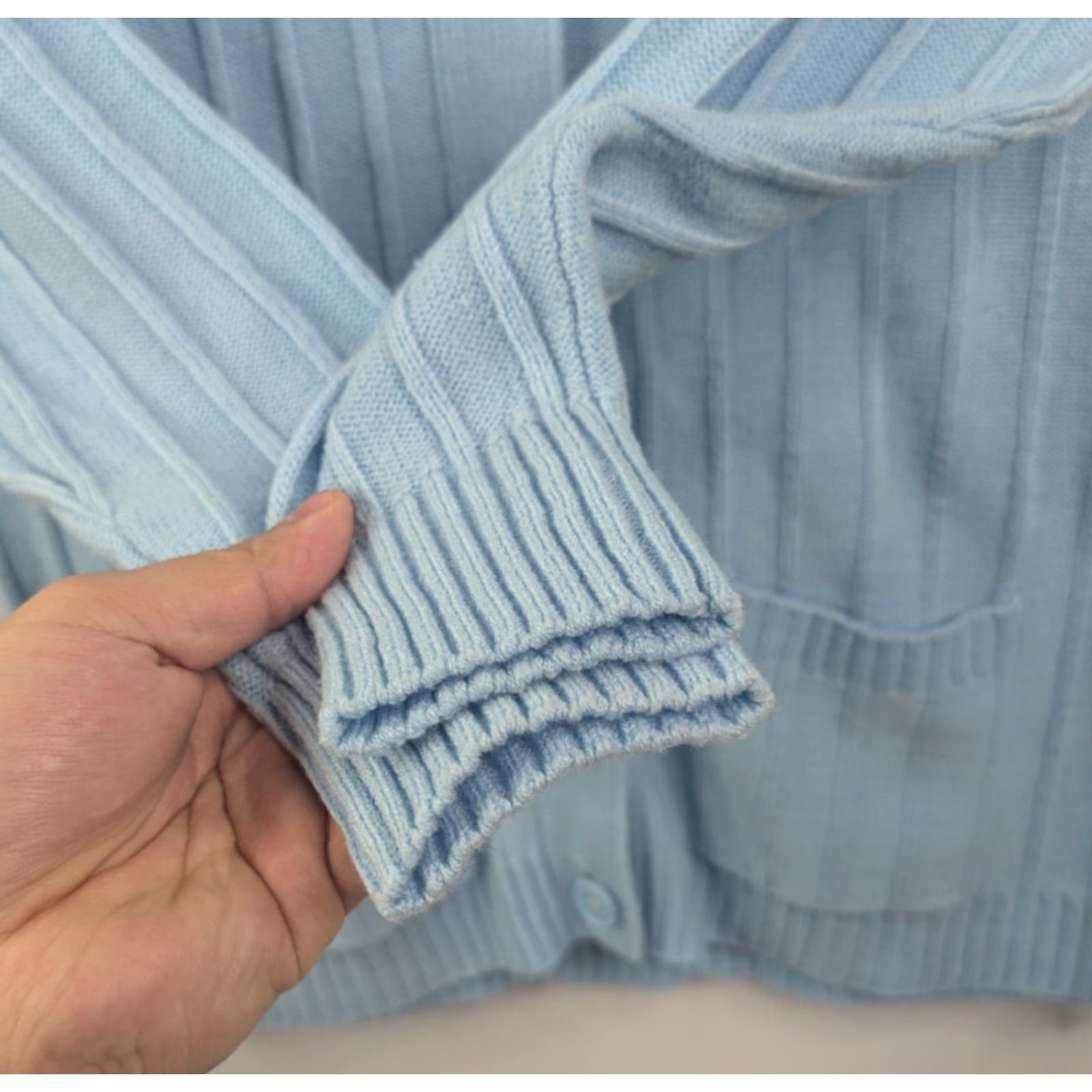 Vintage VINTAGE K-Mart Cardigan Sweater Hoodie Cable Knit Women M Blue 80s 90s Cottagecore Vintage Style Buttons Womens Size M / US 6-8 / IT 42-44 - 2 Thumbnail