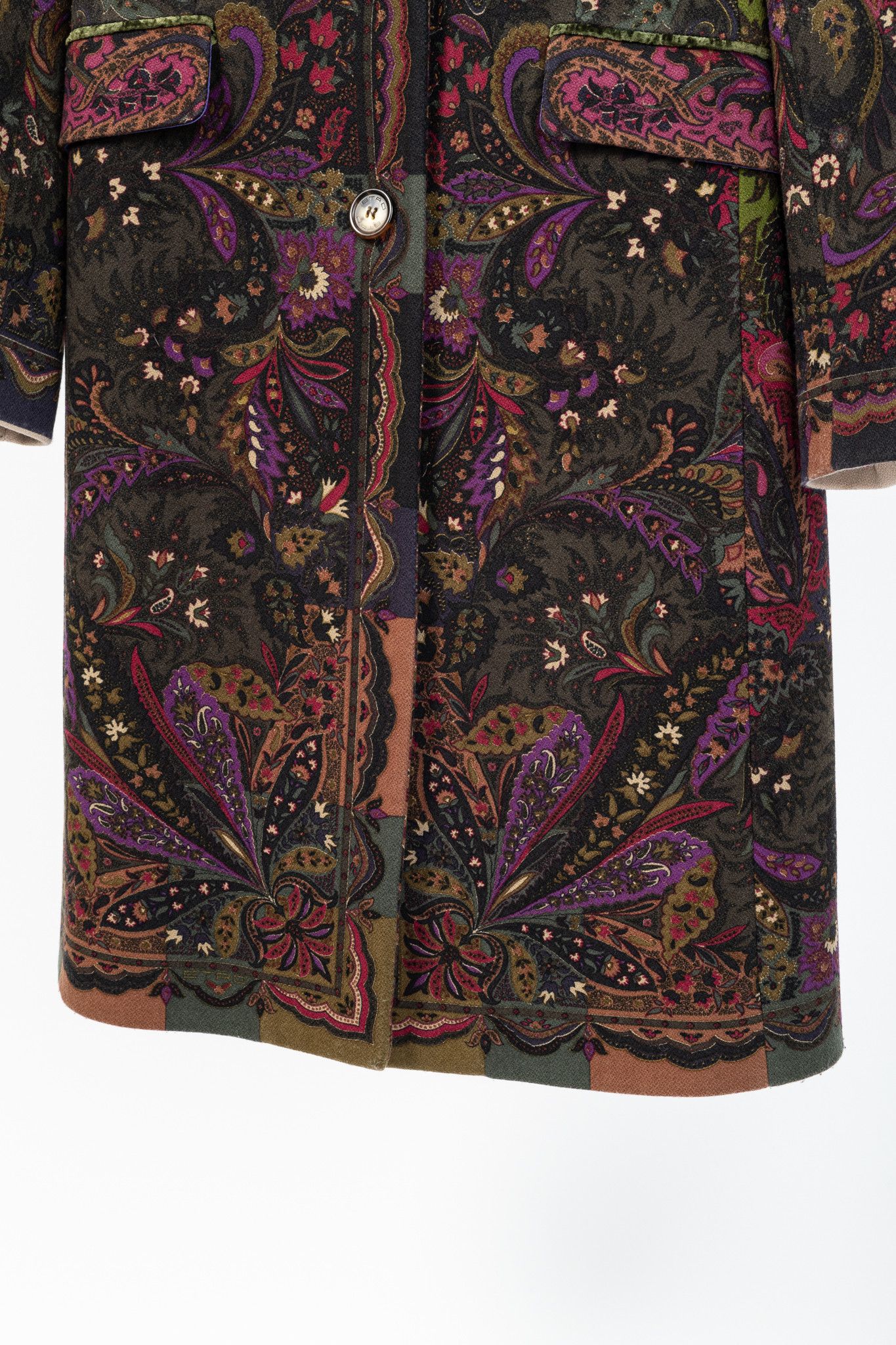 Etro Etro Green Paisley Wool Buttoned Chester Coat Size M / US 6-8 / IT 42-44 - 7 Thumbnail