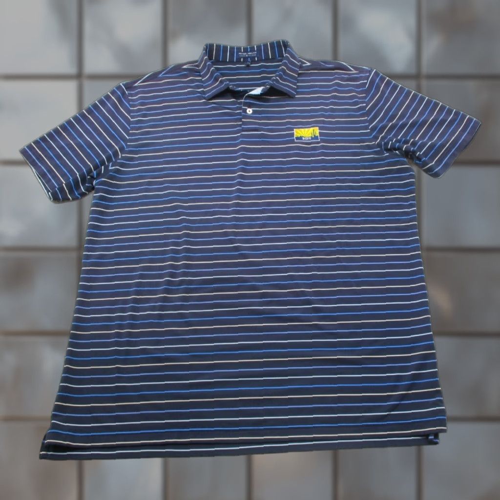 Peter Millar Peter Millar Crown Crafted Polo Golf Shirt XL 2019 Scottsdale Arizona Logo Blue Striped Short Sleeve Men's Regular Polo Golf Shirt Size US XL / EU 56 / 4 - 1 Thumbnail