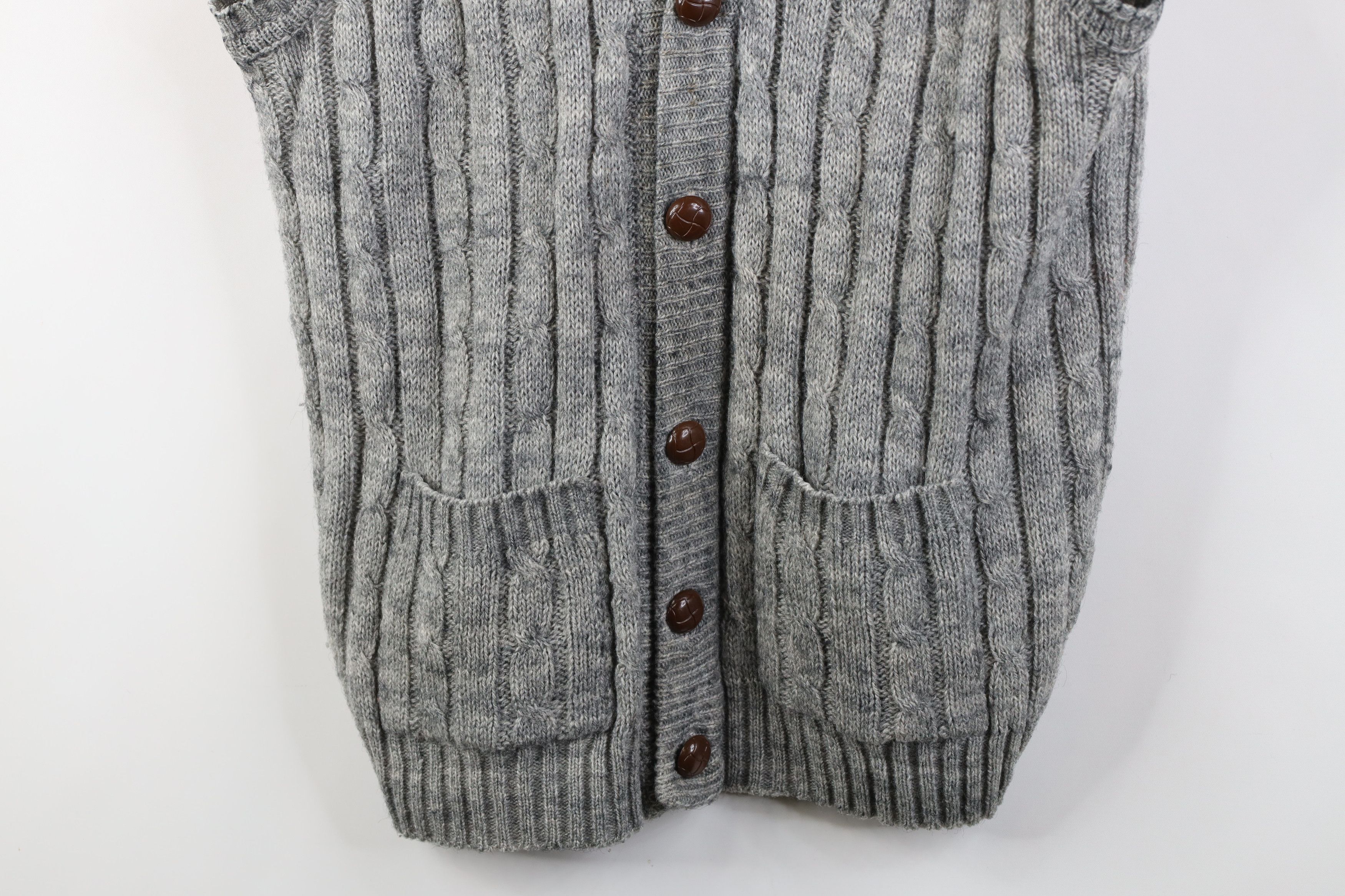Vintage Vintage 70s Streetwear Ribbed Cable Knit Sweater Vest Gray Size US L / EU 52-54 / 3 - 3 Thumbnail