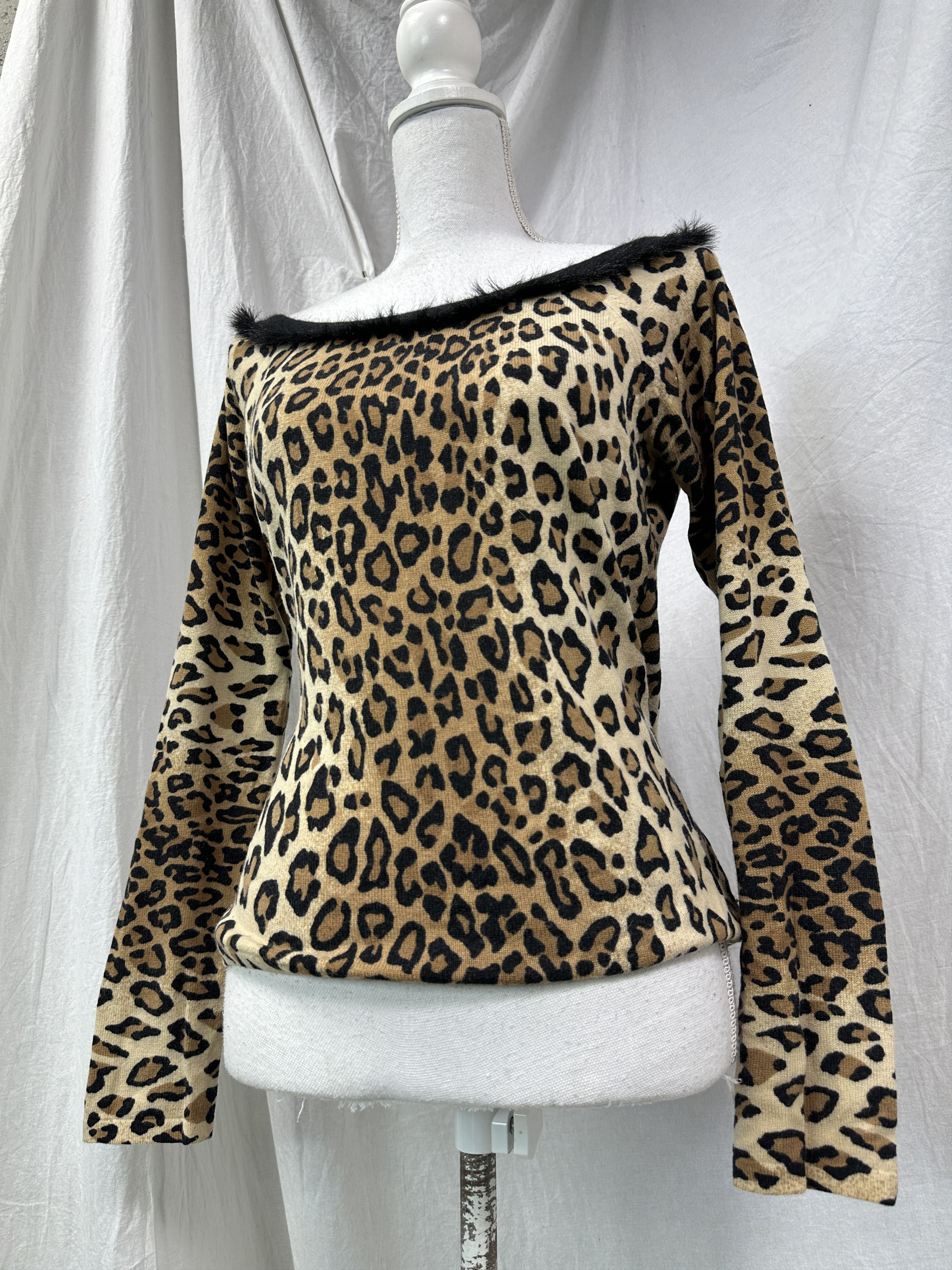 Blumarine Vintage Avant Garde Wool Silk Blumarine Cheetah Top 00s Size M / US 6-8 / IT 42-44 - 1 Thumbnail