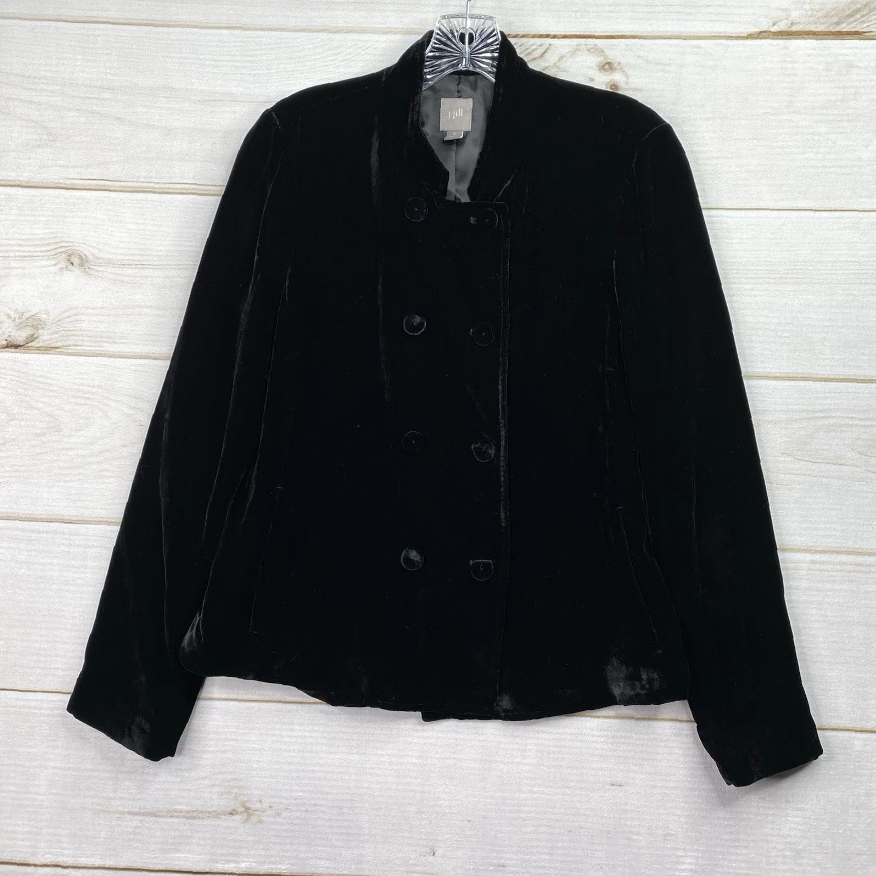 J. Jill J. Jill Crushed Velvet Jacket Sz S Button-Up Double Breasted Blazer Evening Black Velvet Jacket Women S Blazer Jacket Fine Size S / US 4 / IT 40 - 2 Thumbnail