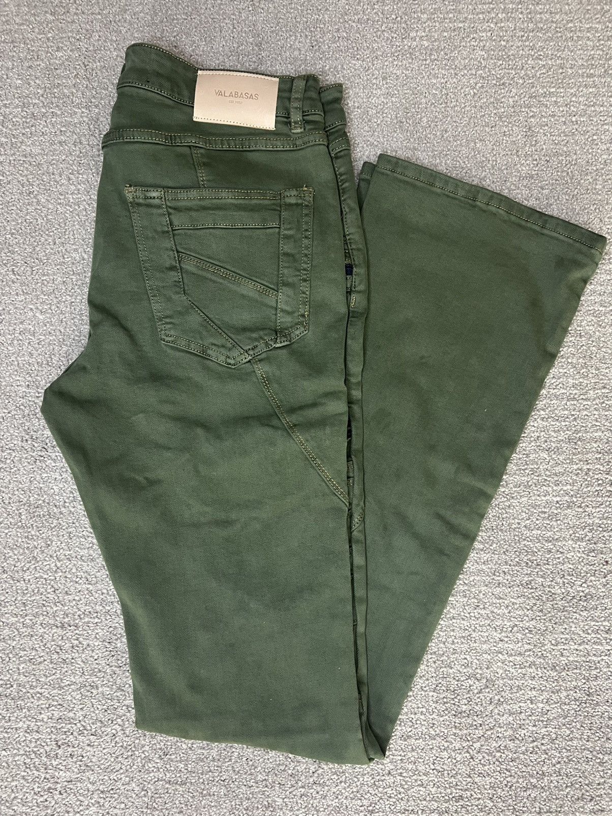 Valabasas Valabasas - Olive Green Stacked Flare Jeans, Size 34 Size US 34 / EU 50 - 3 Thumbnail