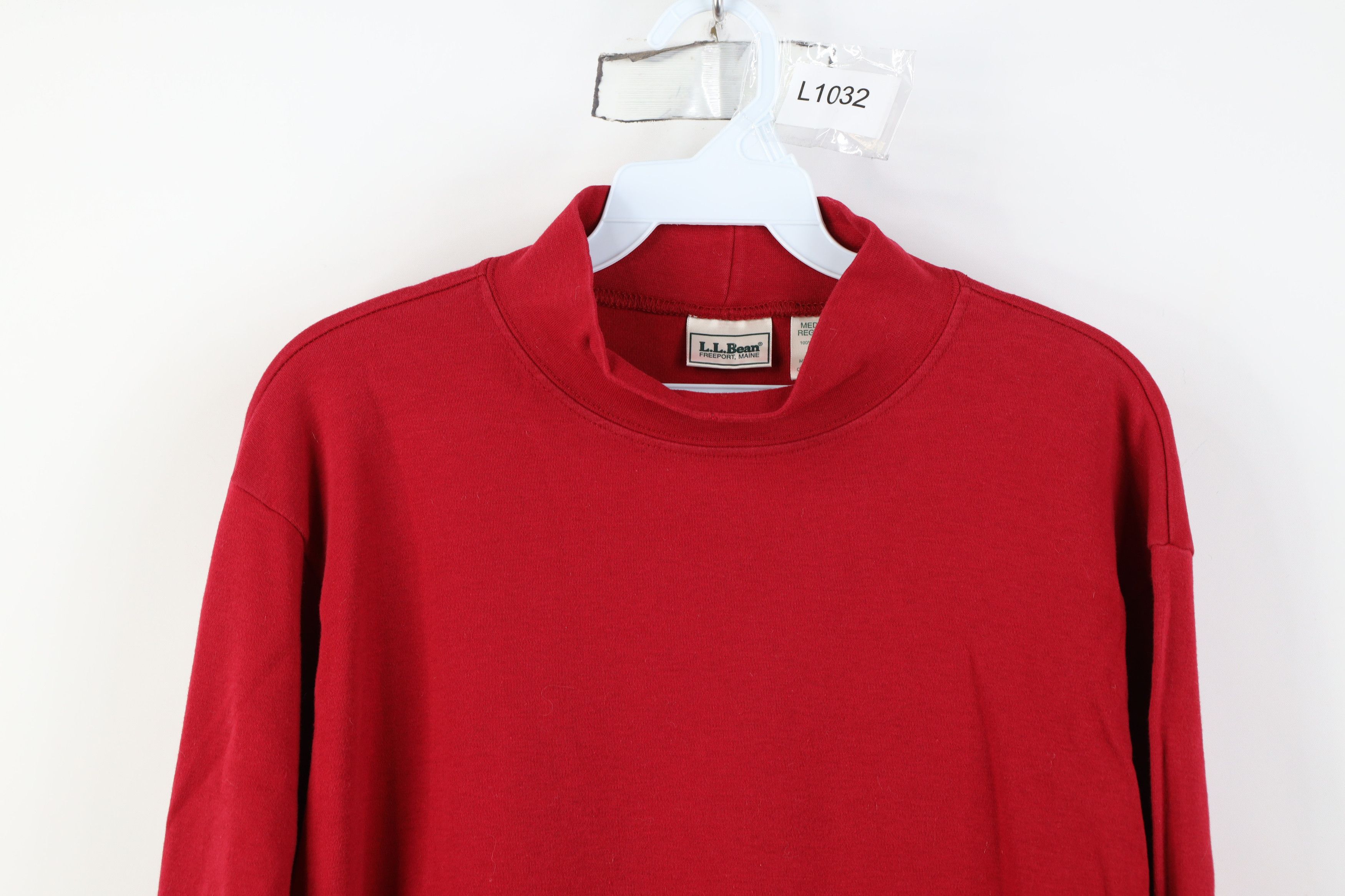 L.L. Bean Vintage 90s LL Bean Mock Neck Long Sleeve T-Shirt Red USA Size US M / EU 48-50 / 2 - 2 Thumbnail