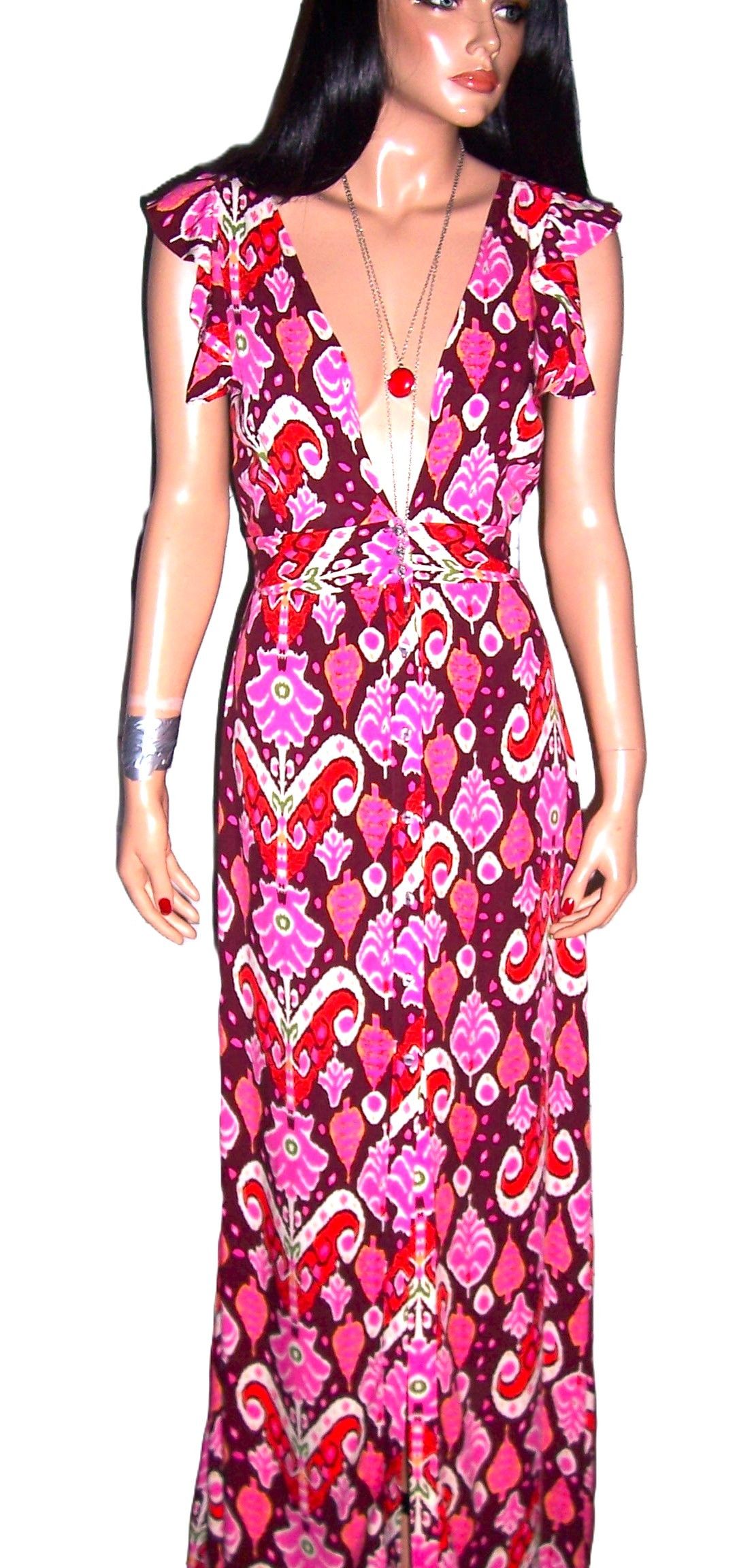 Other Maaji Pink Red Floral Boho Maxi Dress M Size M / US 6-8 / IT 42-44 - 1 Thumbnail