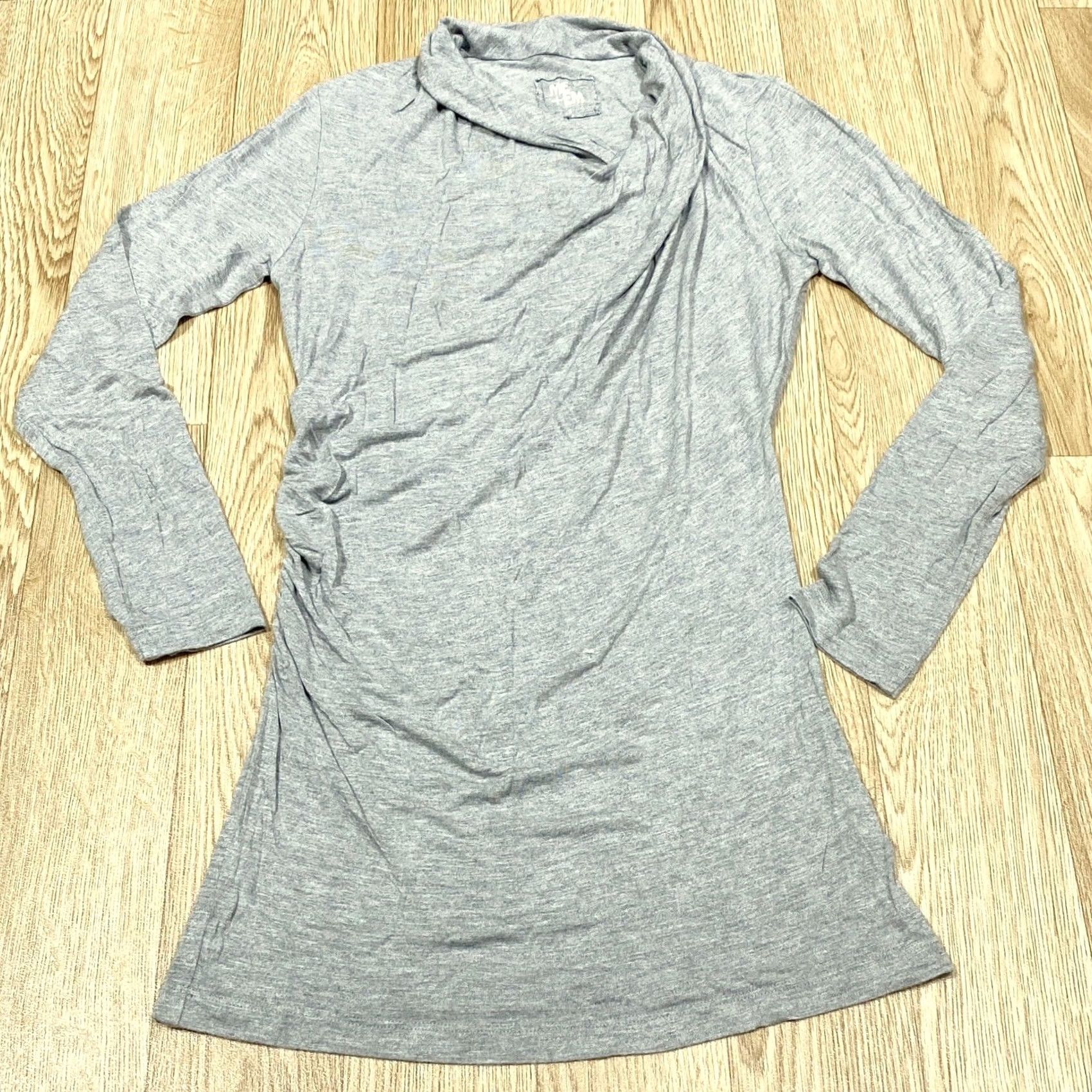 Vintage Me & Em Top Size S Grey Long Sleeve Ruched Side Women’s Pre Loved Pullover Size S / US 4 / IT 40 - 2 Thumbnail