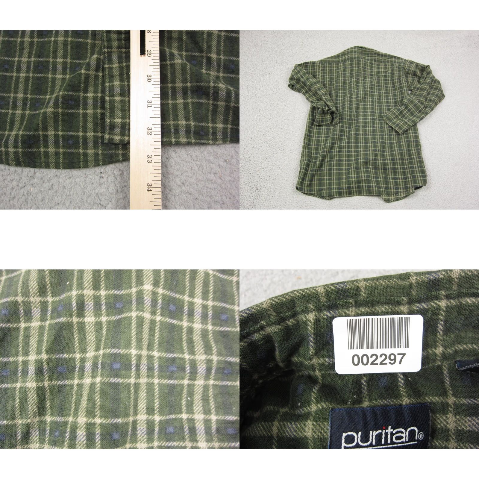 Vintage Vintage Puritan Flannel Shirt Adult Large Tall LT Green Plaid Mens Made in USA Size US L / EU 52-54 / 3 - 8 Thumbnail