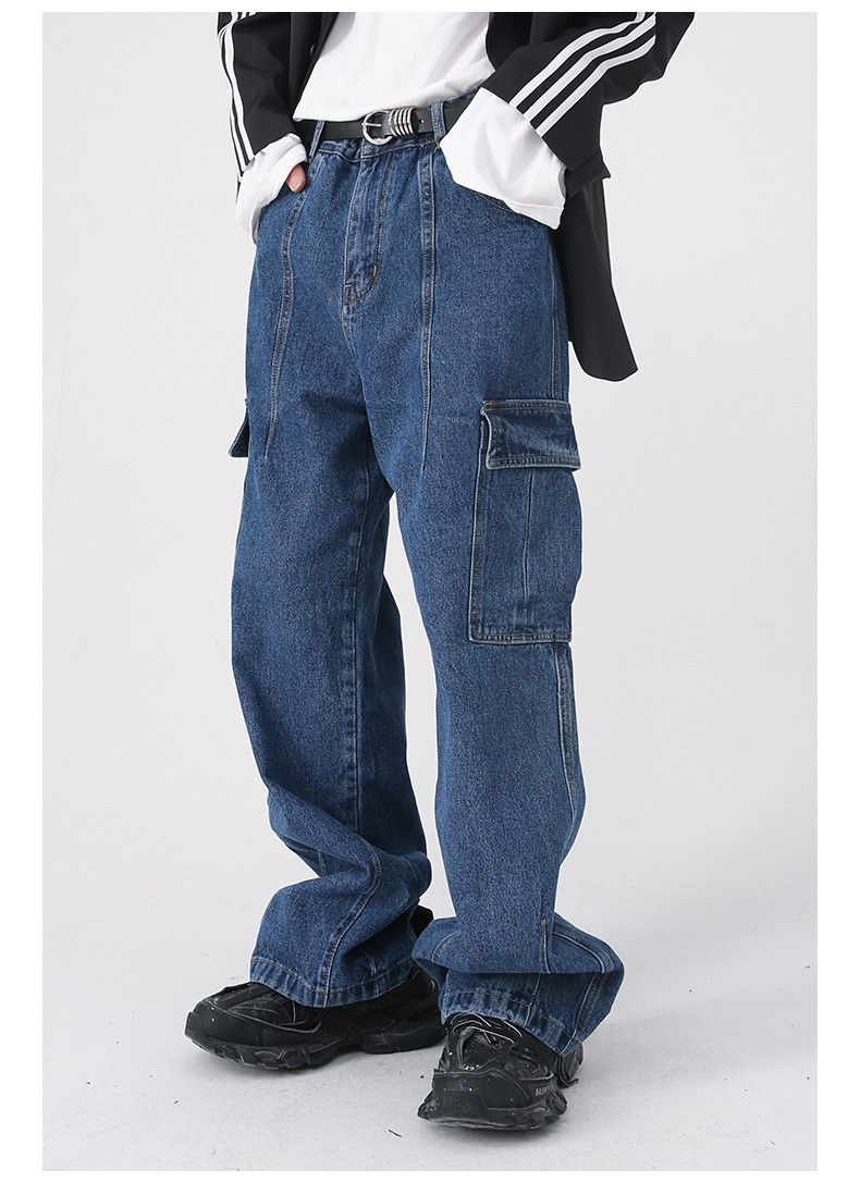 Jean Men's straight loose street wide-leg vintage jeans Size US 32 / EU 48 - 3 Thumbnail