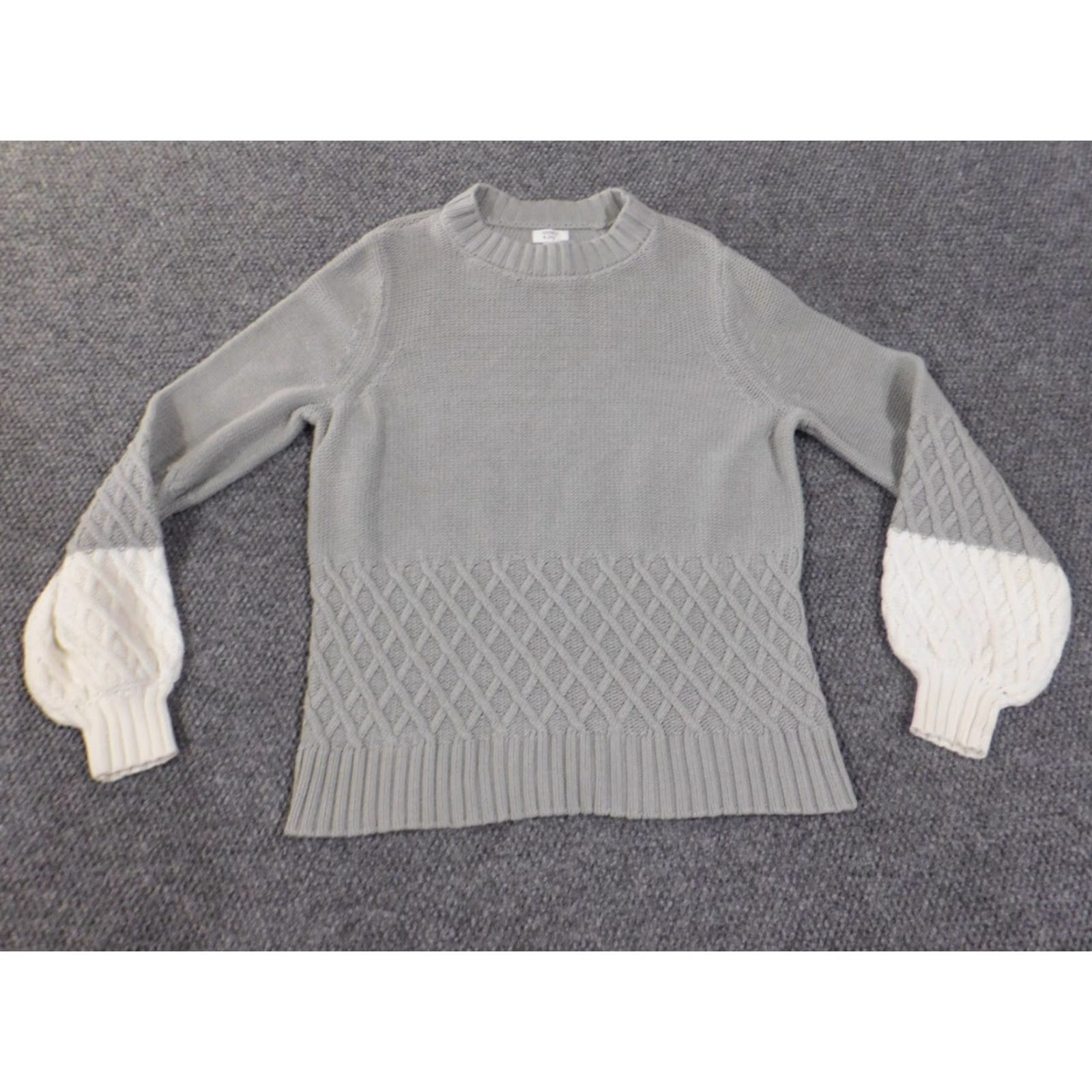 Vintage Crown & Ivy Sweater XL gray pullover Womens geometric stretch cotton crewneck Size XL / US 12-14 / IT 48-50 - 3 Thumbnail