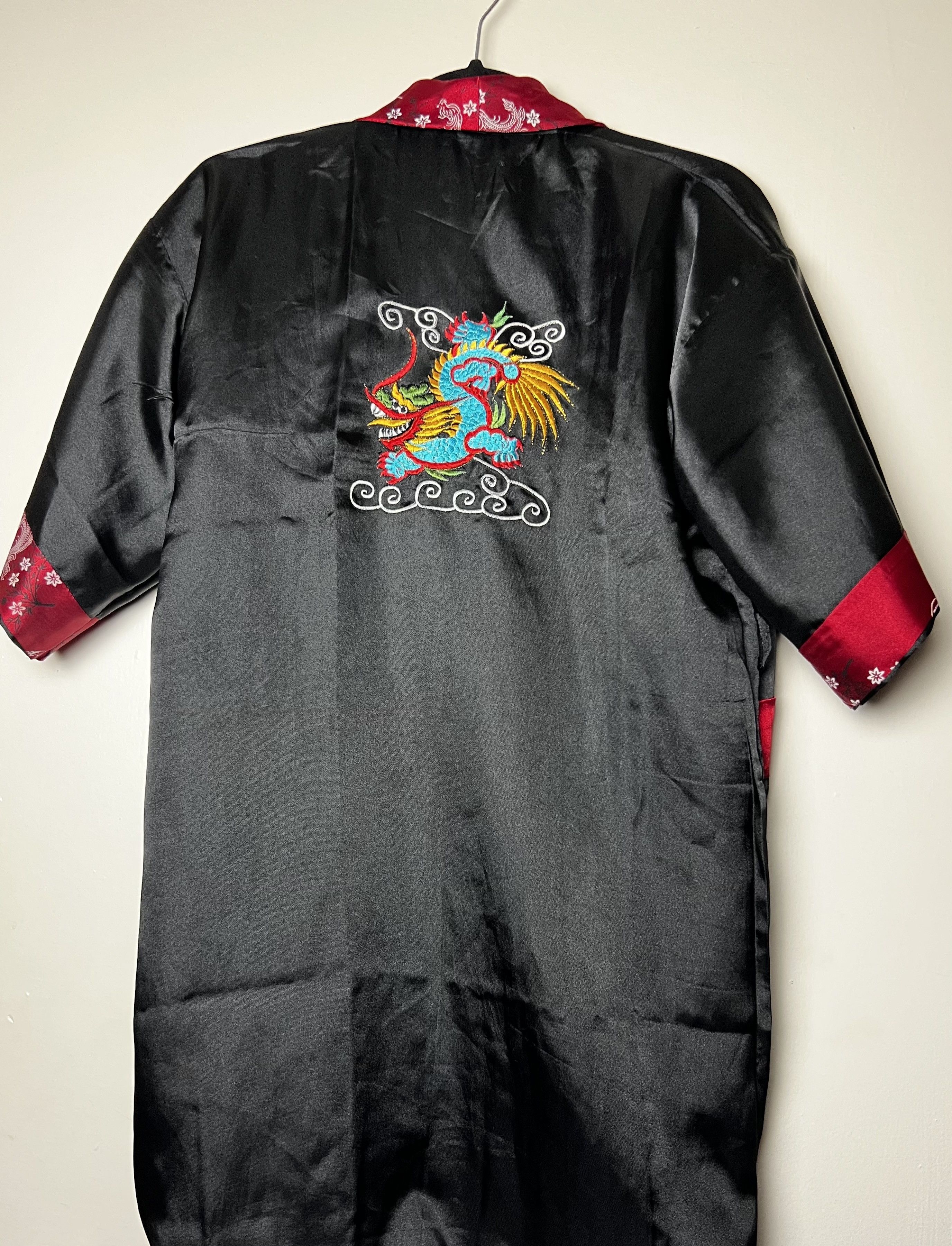 Vintage Vintage Oriental Double Sided Reversible Dragon Kimono Robe Size ONE SIZE - 11 Thumbnail