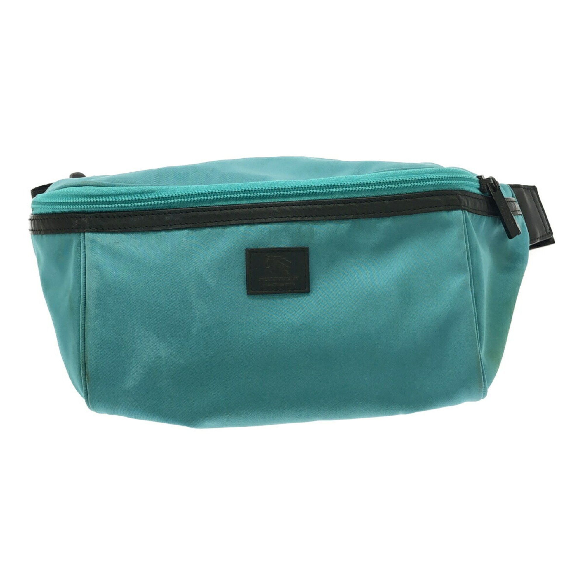 Burberry Black Label Burberry Black Label Nylon Waist Pouch Shoulder Bag Nova Check Turquoise 01110-67 Sanyo Shokai Listed Mikunigaoka Store, Women's