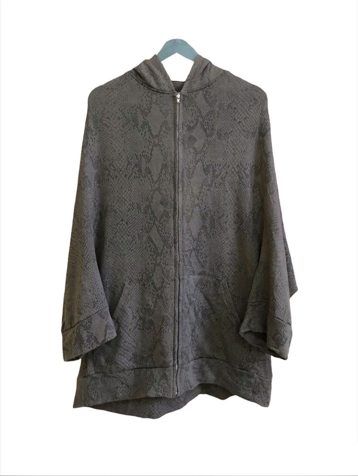 Lemi Feu Snake Skin Design Overprint Zipped Hoodie