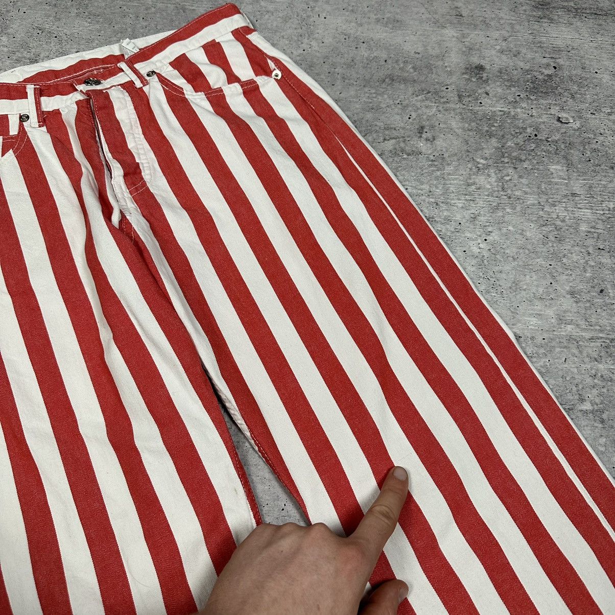 Armani × Vintage Armani Jeans Vintage Striper Red-White Metal Logo Women’s Size 29" - 15 Thumbnail