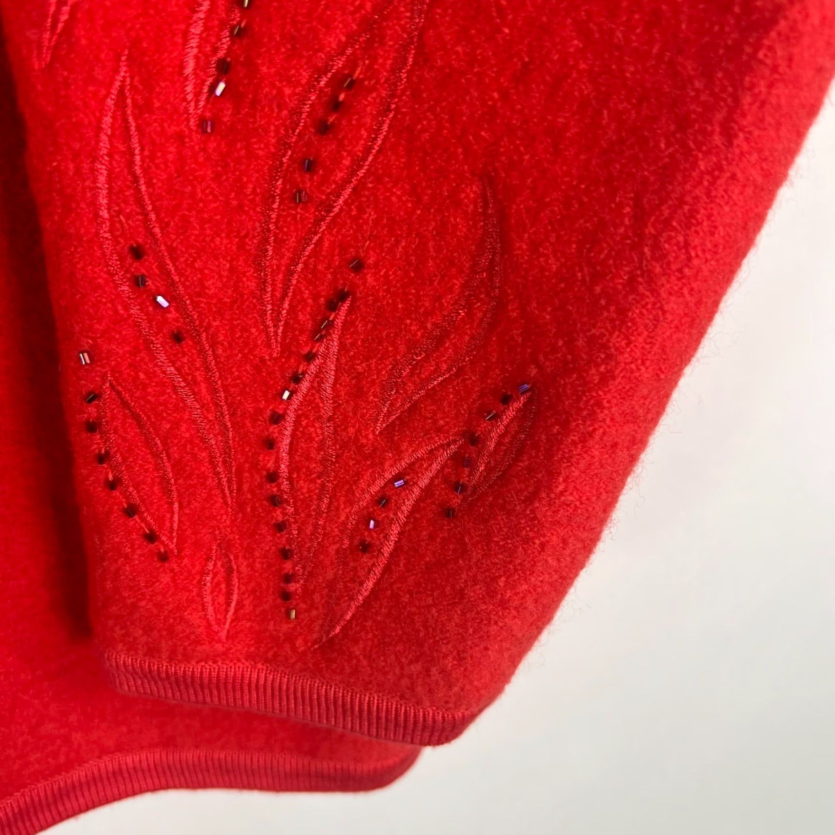 Vintage VINTAGE Victor Costa Cardigan Sweater Womens 1X Orange 100% Wool Embellished Embroidered Womens Cardigan 90s Style Size XL / US 12-14 / IT 48-50 - 3 Thumbnail