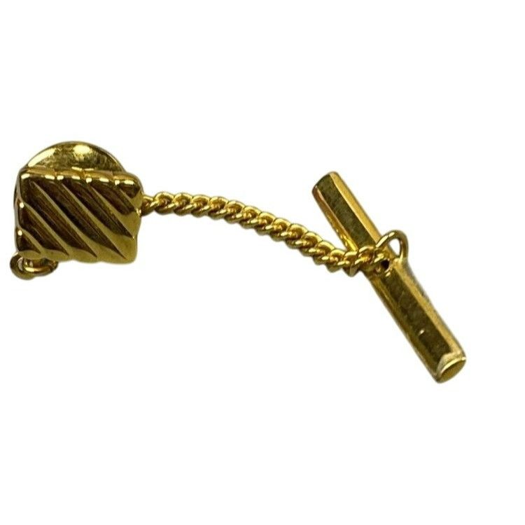 Other Vintage Gold Tone Diagonal Striped Rectangle Tie Tack Size ONE SIZE - 1 Thumbnail