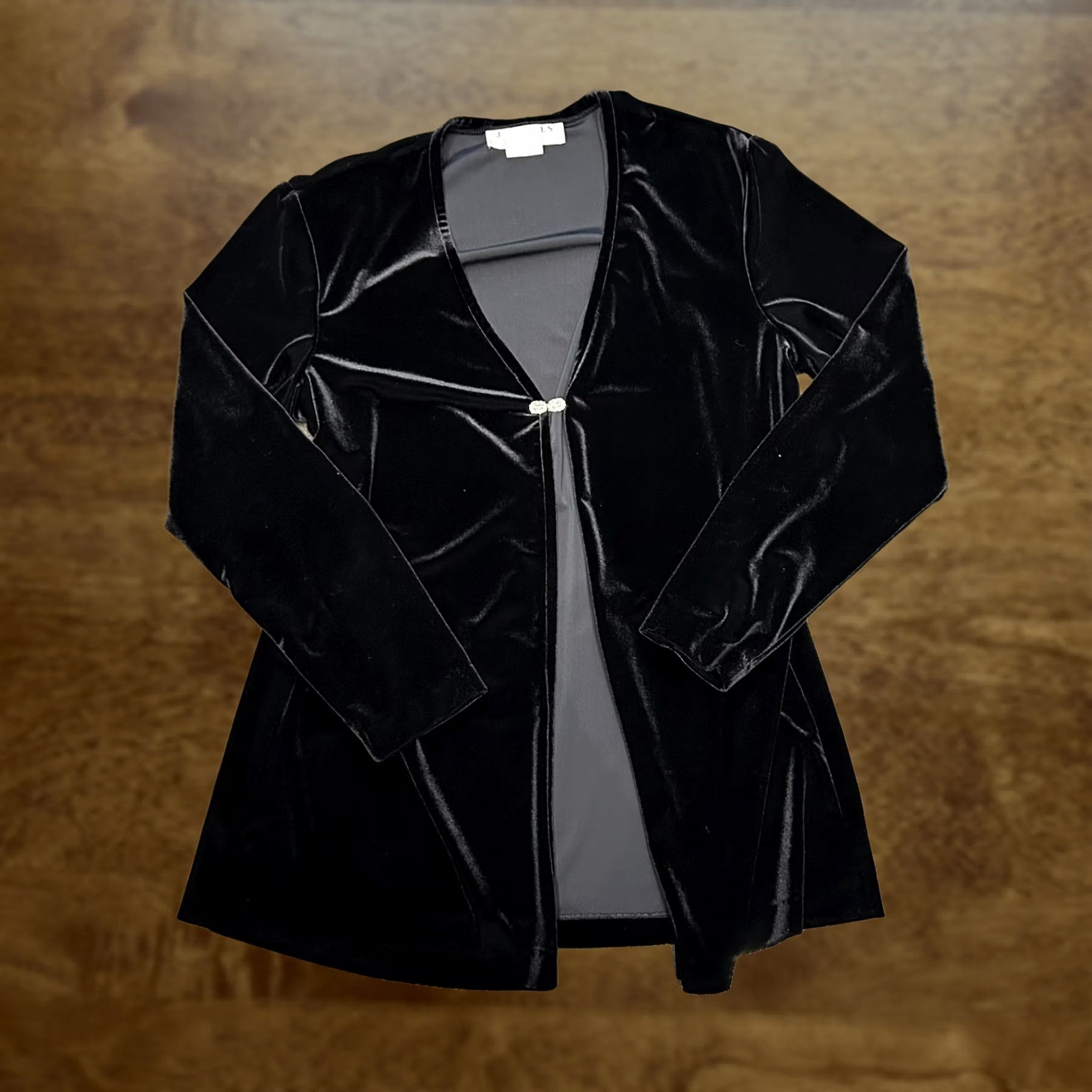 Velvet VINTAGE JR Nites By Caliendo Jacket Womens Large Black Velvet Long Sleeve Dressy Evening Size L / US 10 / IT 46 - 1 Thumbnail