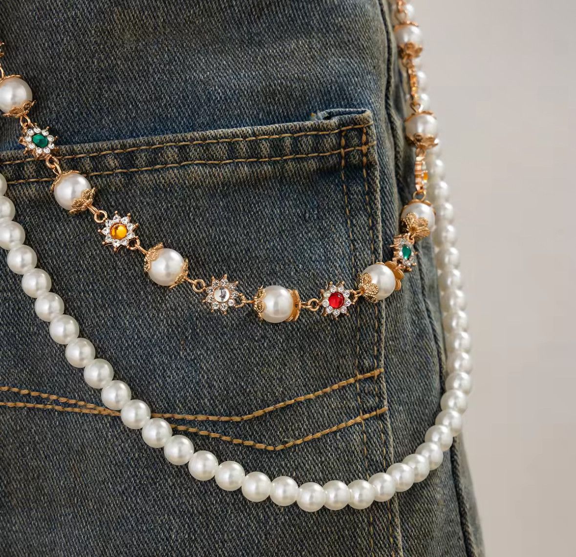 Other Exquisite Luxury Imitation Pearl Keychain Wallet Belt Chain Size ONE SIZE - 3 Thumbnail