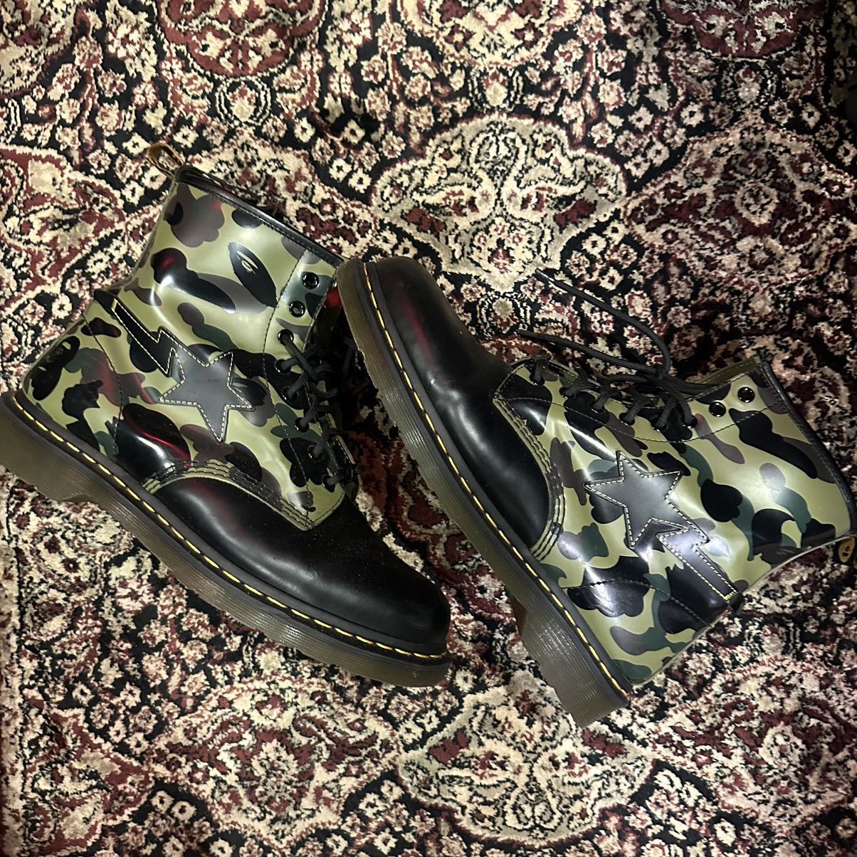 image of Doc Martens 1460 Bape Zip Camo Size 12 Men's Us Boots in Black