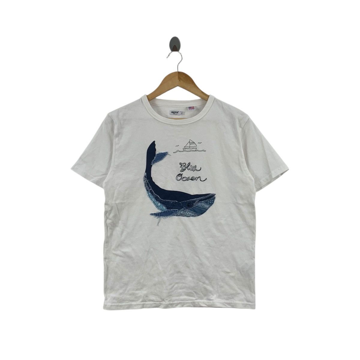 GRN GRN TOKYO JAPAN USA Cotton Blue Ocean Tee Shirt Top Whale Size S / US 4 / IT 40 - 1 Thumbnail