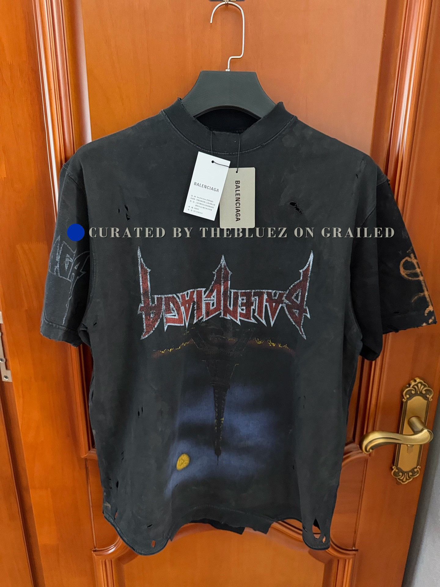 Balenciaga Balenciaga Inverted Eiffel Tower Mud-Dyed T-Shirt Size US S / EU 44-46 / 1 - 1 Thumbnail