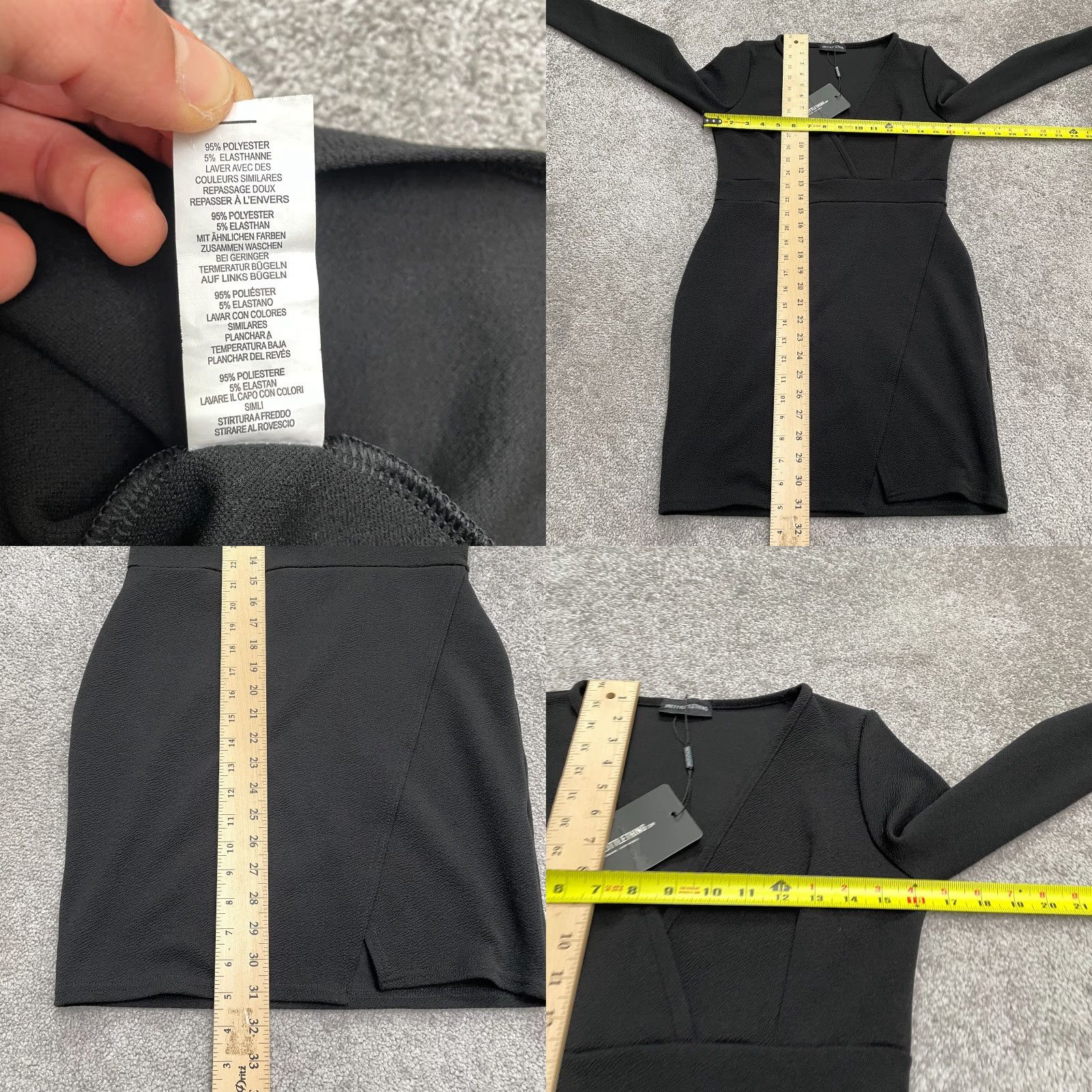 PrettyLittleThing PrettyLittleThing Dress Womens 10 Blk Plunge Wrap Detail Thigh Split Bodycon NWT Size L / US 10 / IT 46 - 8 Thumbnail