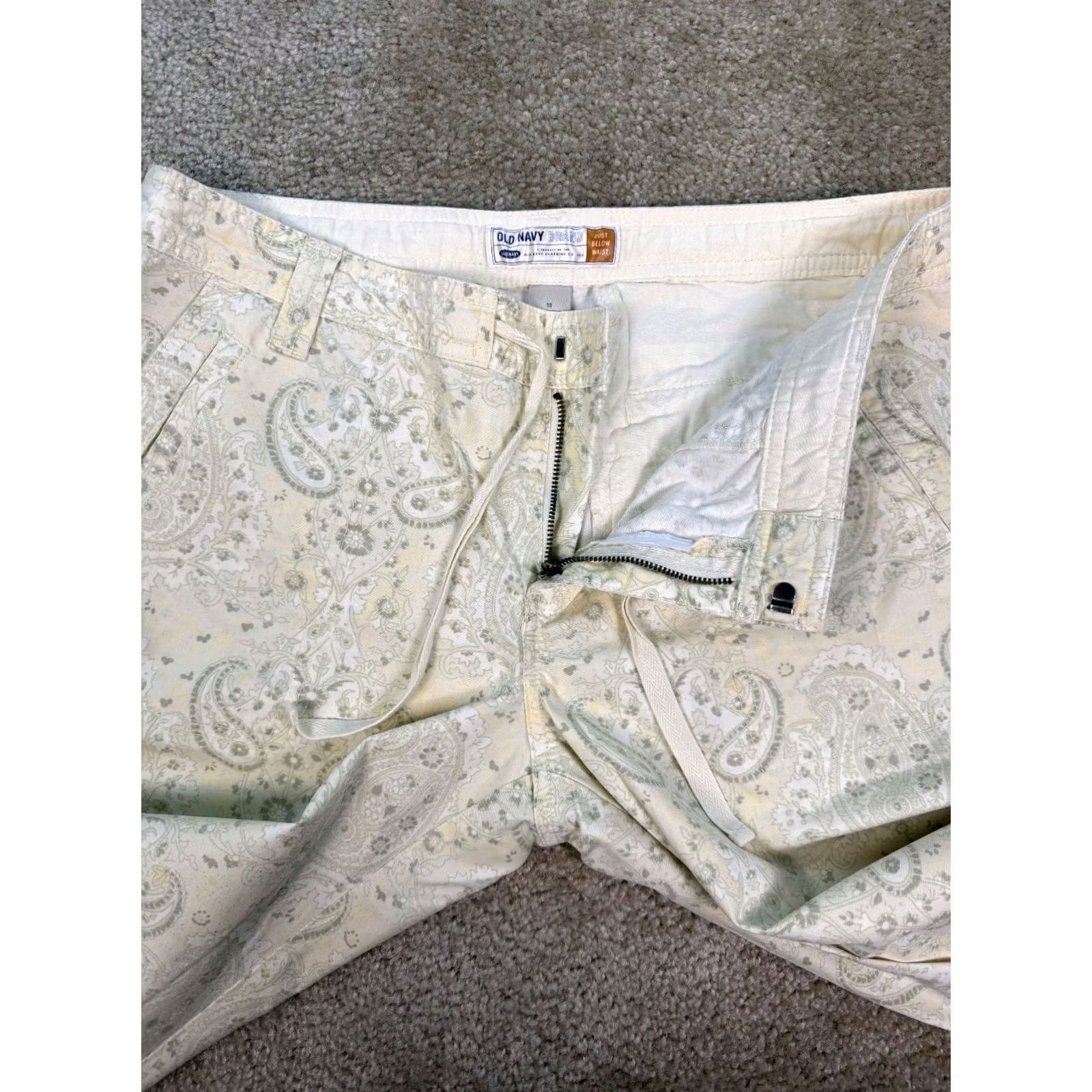 Old Navy Old Navy Women’s Pants Cotton Paisley Size 10 Boho Multicolor Regular Mid Rise Wide-Leg Dress Pants Knit Flat Front Zip Hook & Eye Drawstring Size 32" / US 10 / IT 46 - 5 Thumbnail