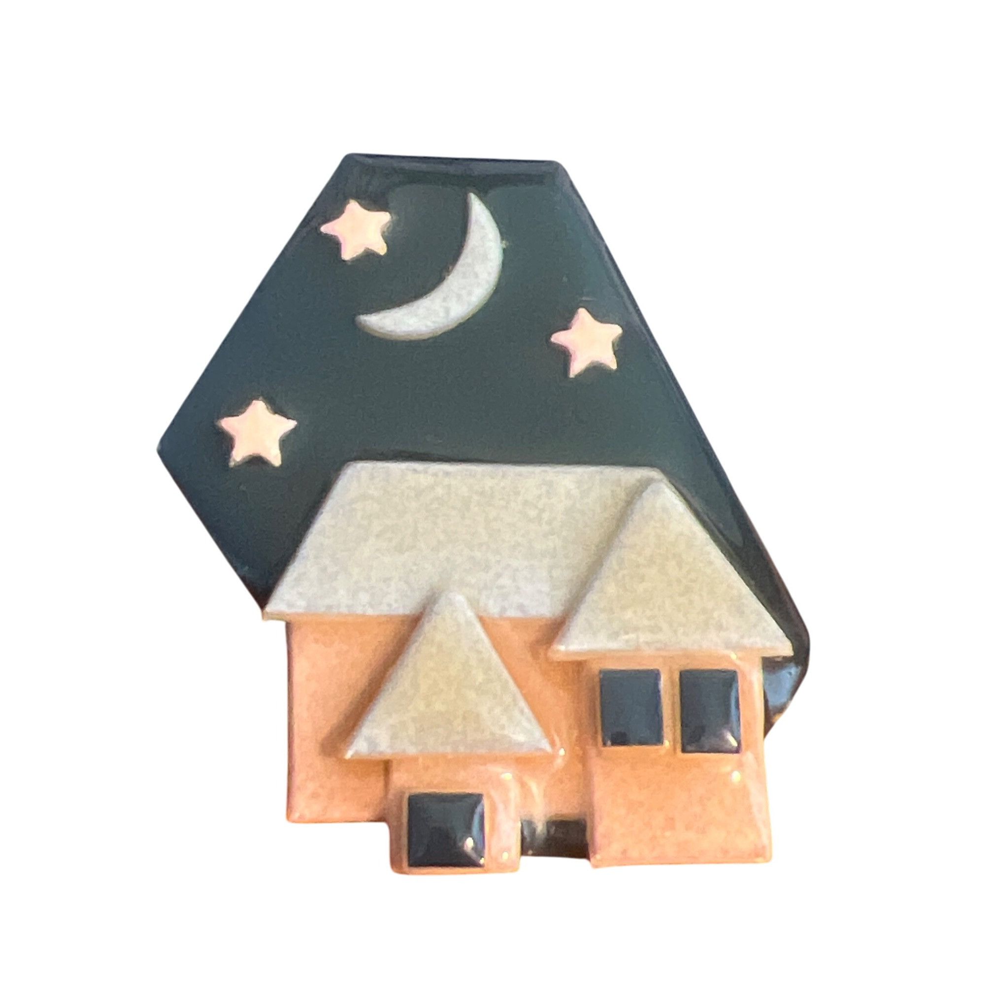 Other Vintage Lucinda House Pin Brooch Crescent Moon Star Black Gr Size ONE SIZE - 1 Thumbnail