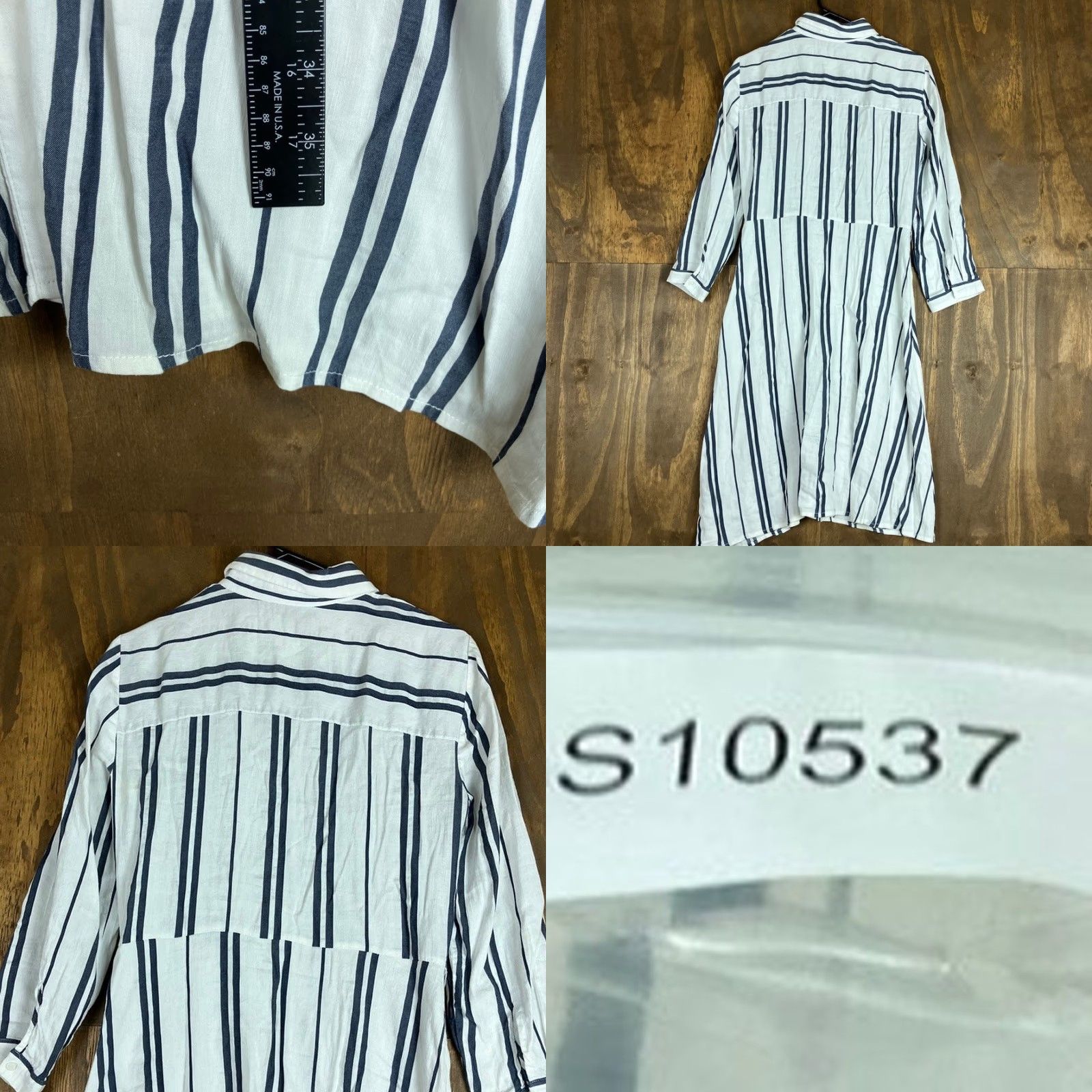 Zara Zara Womens Dress Cream Blue Striped Collared Button Down Long Sleeve Small Size S / US 4 / IT 40 - 8 Thumbnail