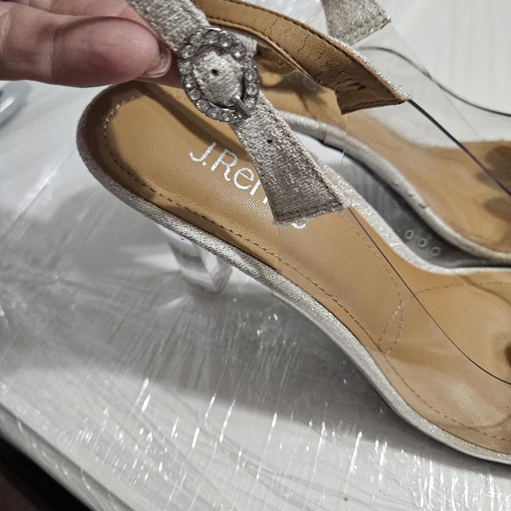Designer J.Renee Drisana Clear Ivory Slingback Heels w/ Pearl Detail Size US 9.5 / IT 39.5 - 2 Thumbnail