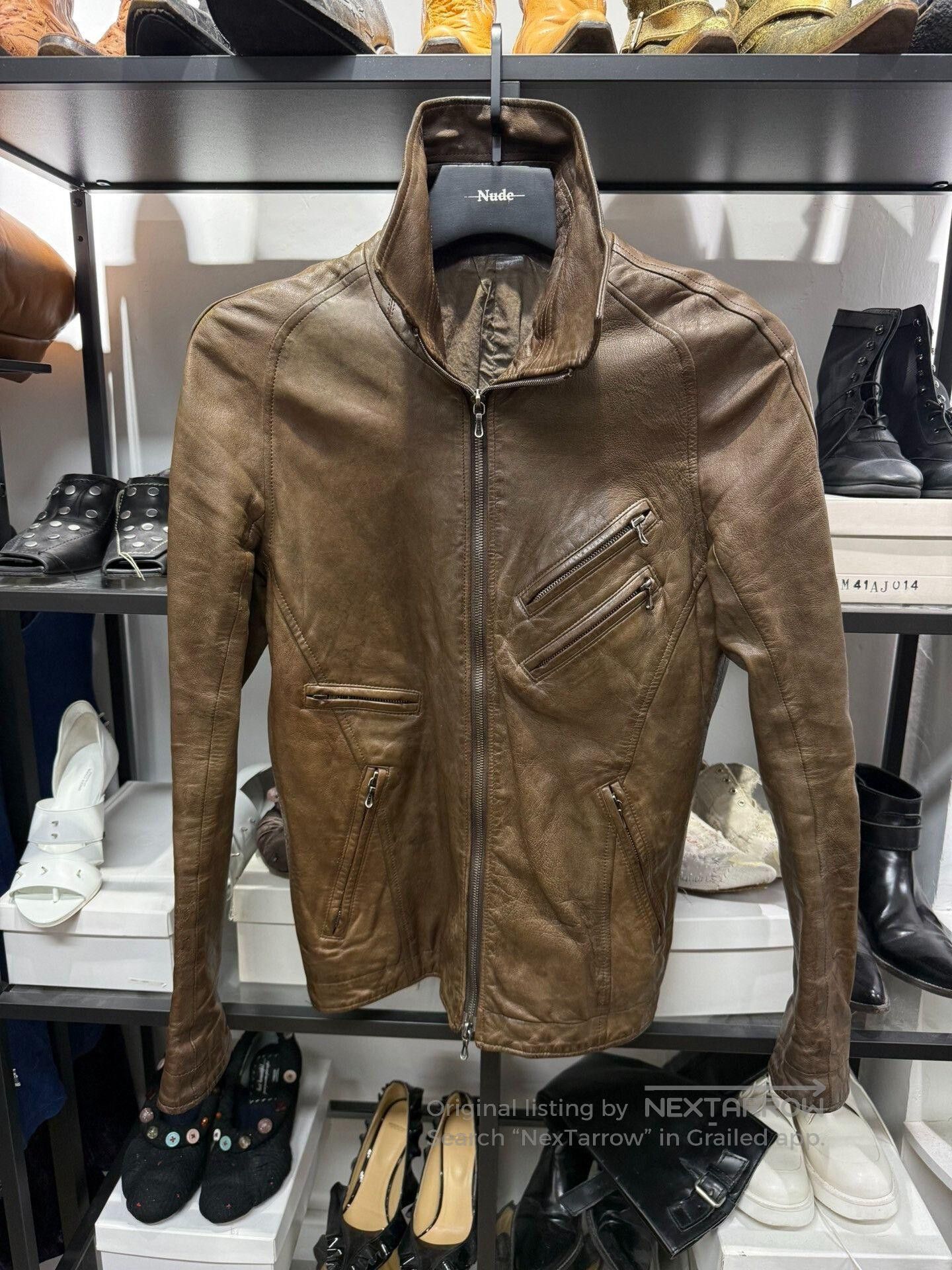Julius _7 08 S/S Jut Neck Leather Jacket | Grailed