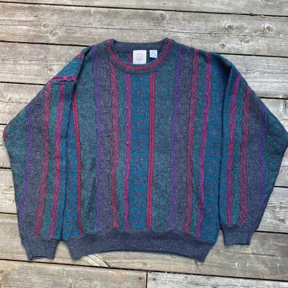 Coogi × Vintage Vintage 1980s Riggins Coogi Style Knit Sweater Medium Size US M / EU 48-50 / 2 - 2 Thumbnail