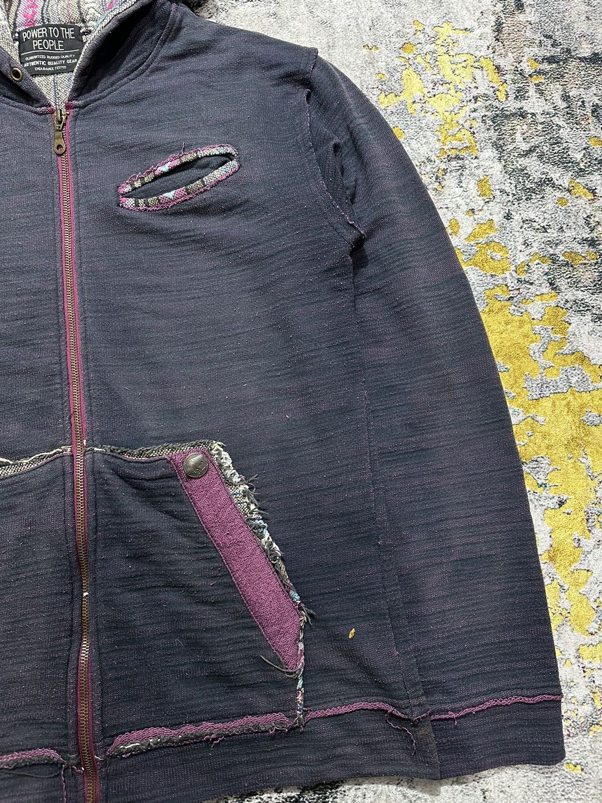 20471120 CRAZY FADED POWER TO THE PEOPLE DISTRESSED ZIP HOODIE PUNK Size US M / EU 48-50 / 2 - 4 Thumbnail