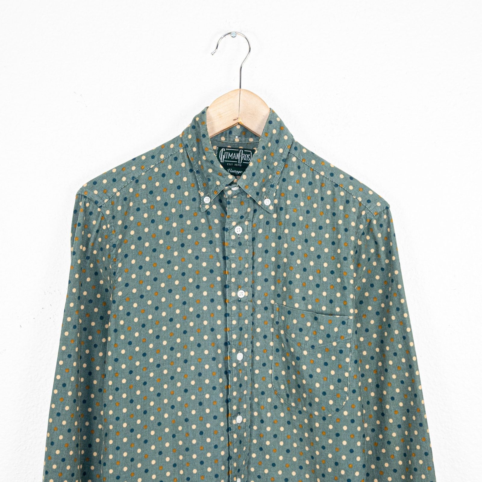 Gitman Bros. Gitman Bros VINTAGE Corduroy Button Down Shirt Green Dot Size US S / EU 44-46 / 1 - 2 Thumbnail