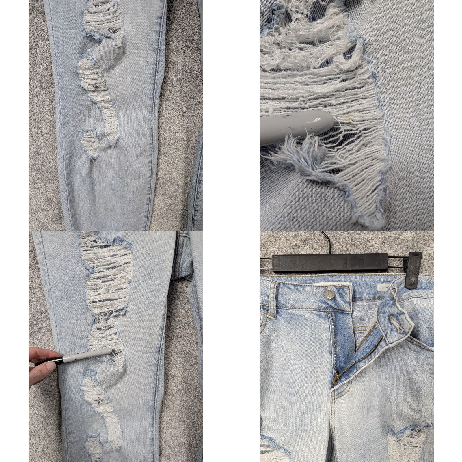 Vintage Judy Blue Jeans Womens 16W 36x28 Distressed High Rise Boyfriend Light Blue Denim Stretch Pocket Zipper Button 5-Pocket Size 38" / US 16 / IT 52 - 8 Thumbnail