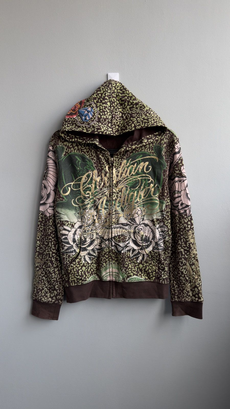 Christian Audigier × Ed Hardy × Vintage Ed Hardy Christian Audigier vintage brown zip hoodie Size M / US 6-8 / IT 42-44 - 1 Thumbnail