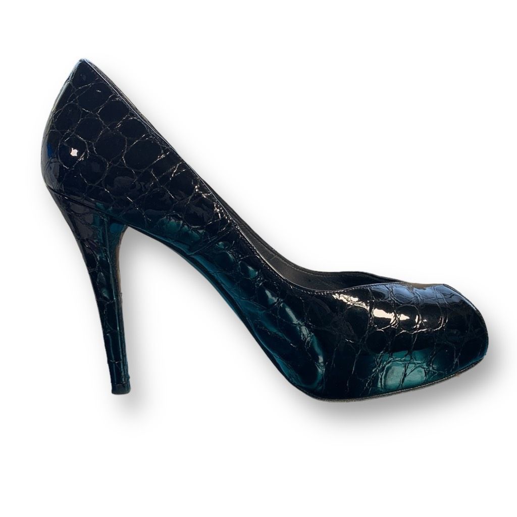Stuart Weitzman Stuart Weitzman Platform Heels Black Patent Leather Snakeski Size US 9 / IT 39 - 3 Thumbnail