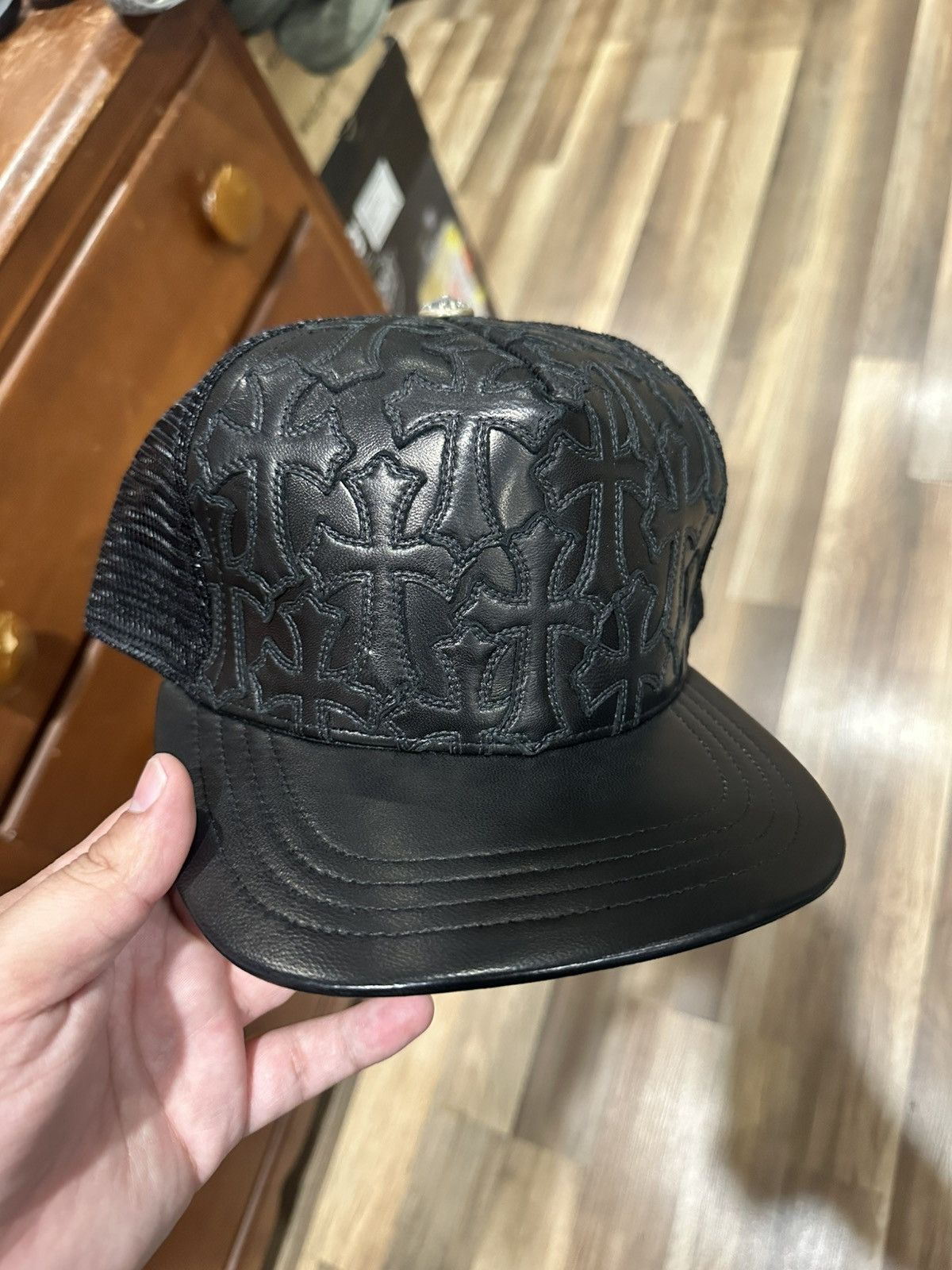 Chrome Hearts Chrome Hearts All Leather Trucker Hat with Cross Patches Size ONE SIZE - 1 Thumbnail