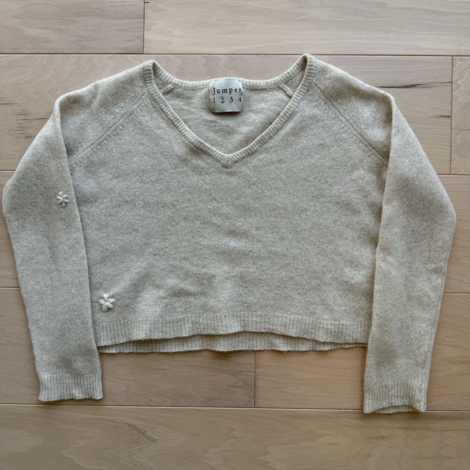 Designer Jumper 1234 Cashmere Sweater 2 Beige Wool Knit Pullover Size XS / US 0-2 / IT 36-38 - 2 Thumbnail