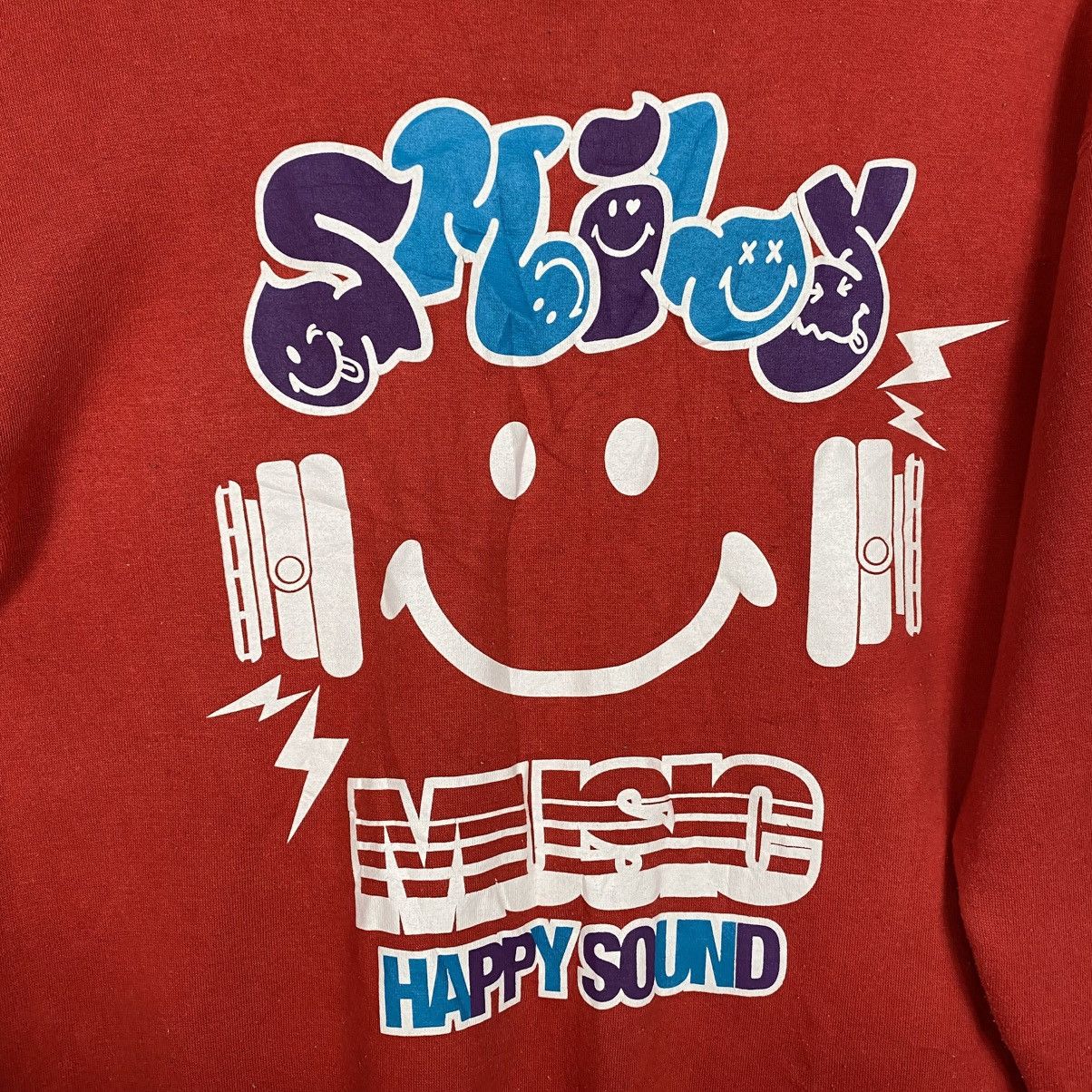 Japanese Brand 📌Vintage Sweatshirt Smiley Face Big Logo Over Print Size US L / EU 52-54 / 3 - 13 Thumbnail